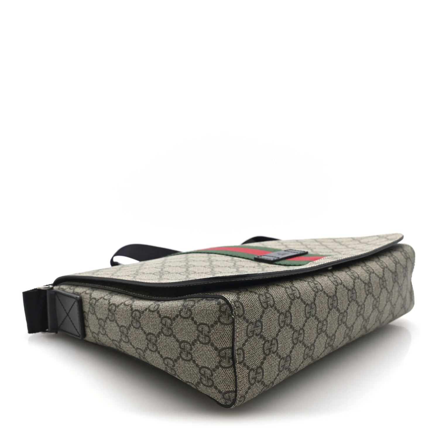 GG Supreme Monogram Web Flap Messenger Bag Black - Top Club