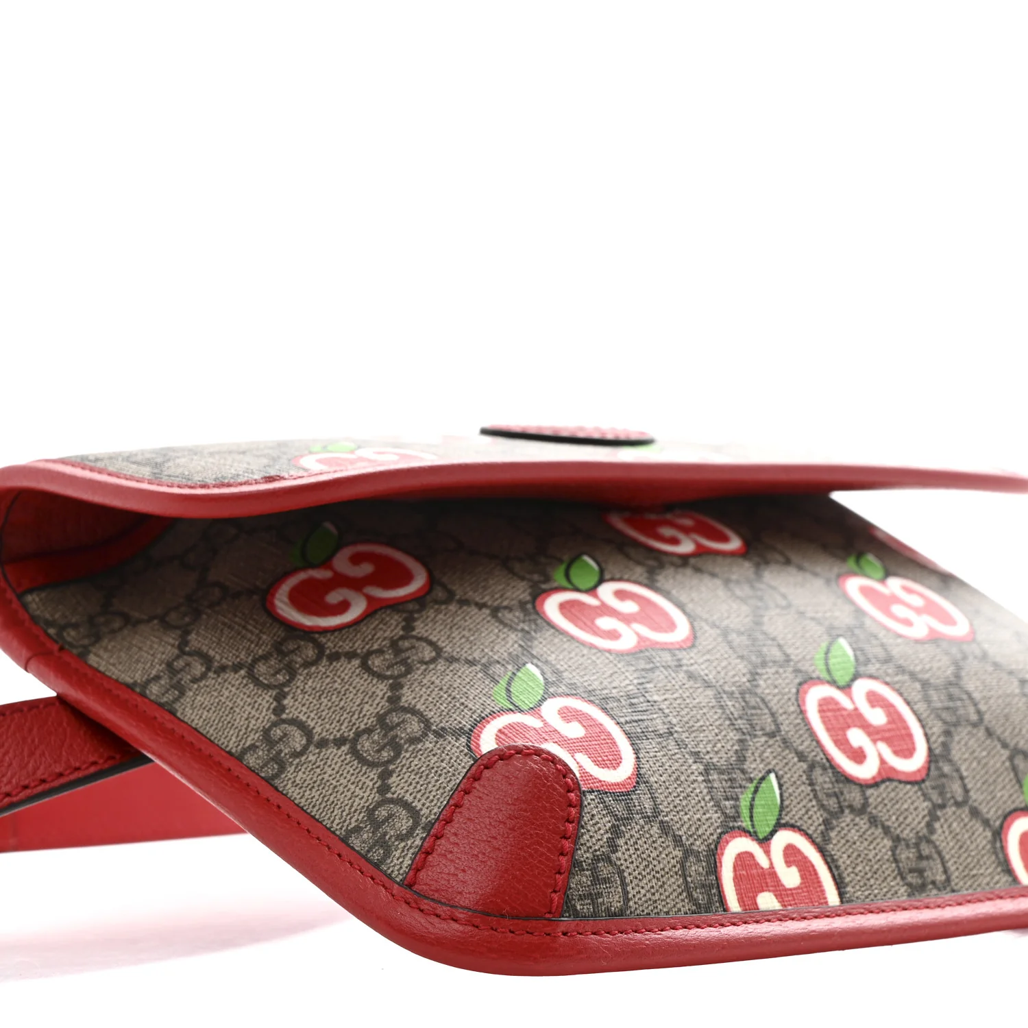 GG Supreme Monogram Apple Interlocking G Belt Bag Beige Multicolor Lobster Red - Top Club