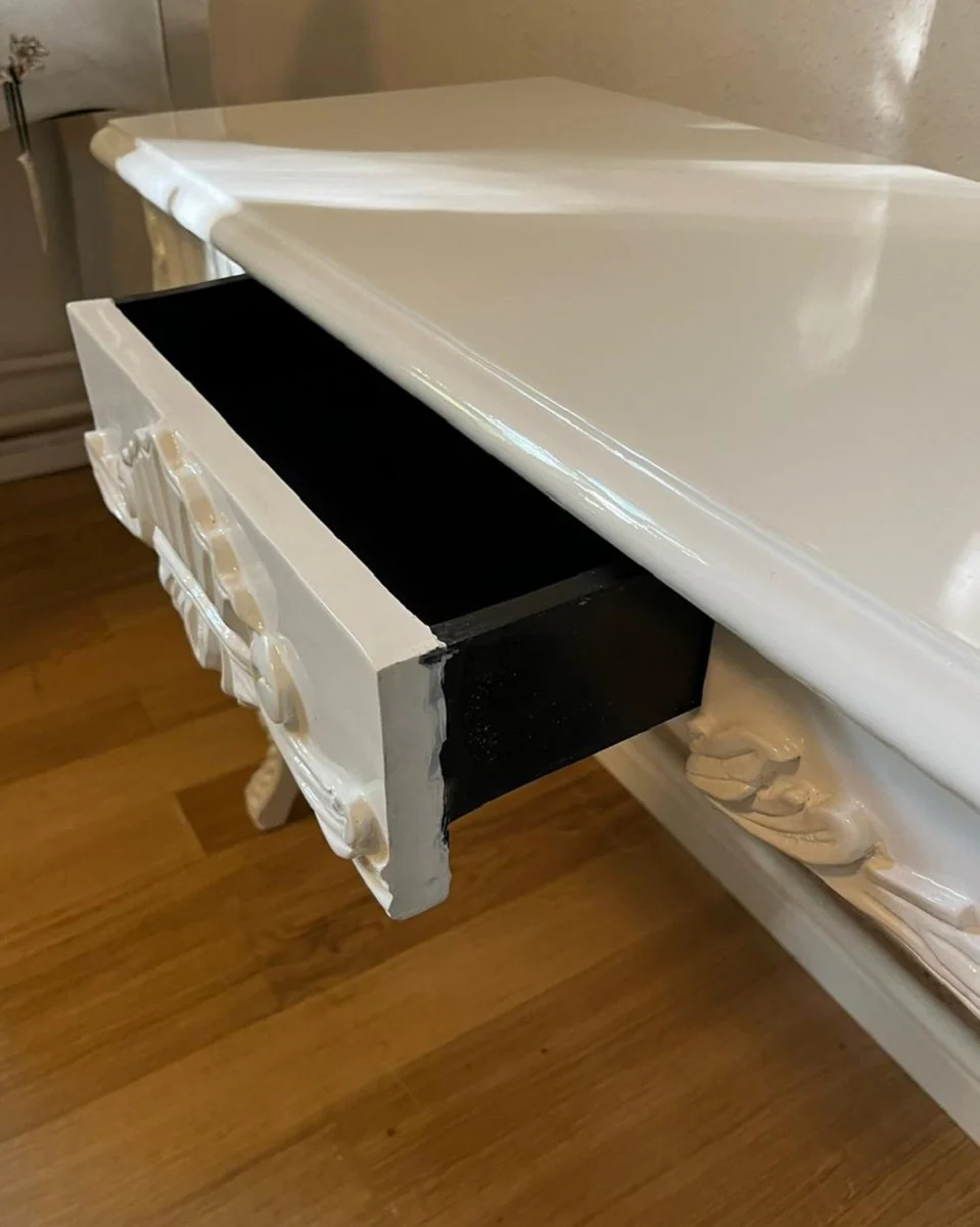 Baroque console white - Handcrafted console table with drawer - Solid wood furniture in baroque style - Baroque furniture - Noble & magnificent