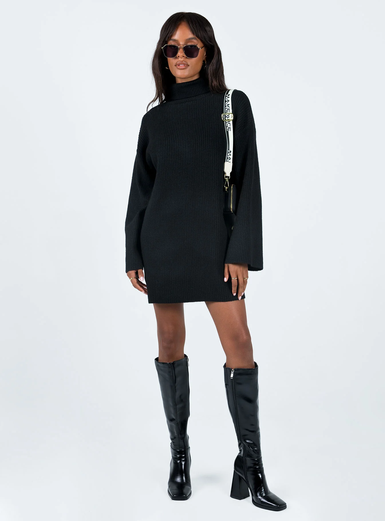 Sonelle Long Sleeve Knit Mini Dress Black