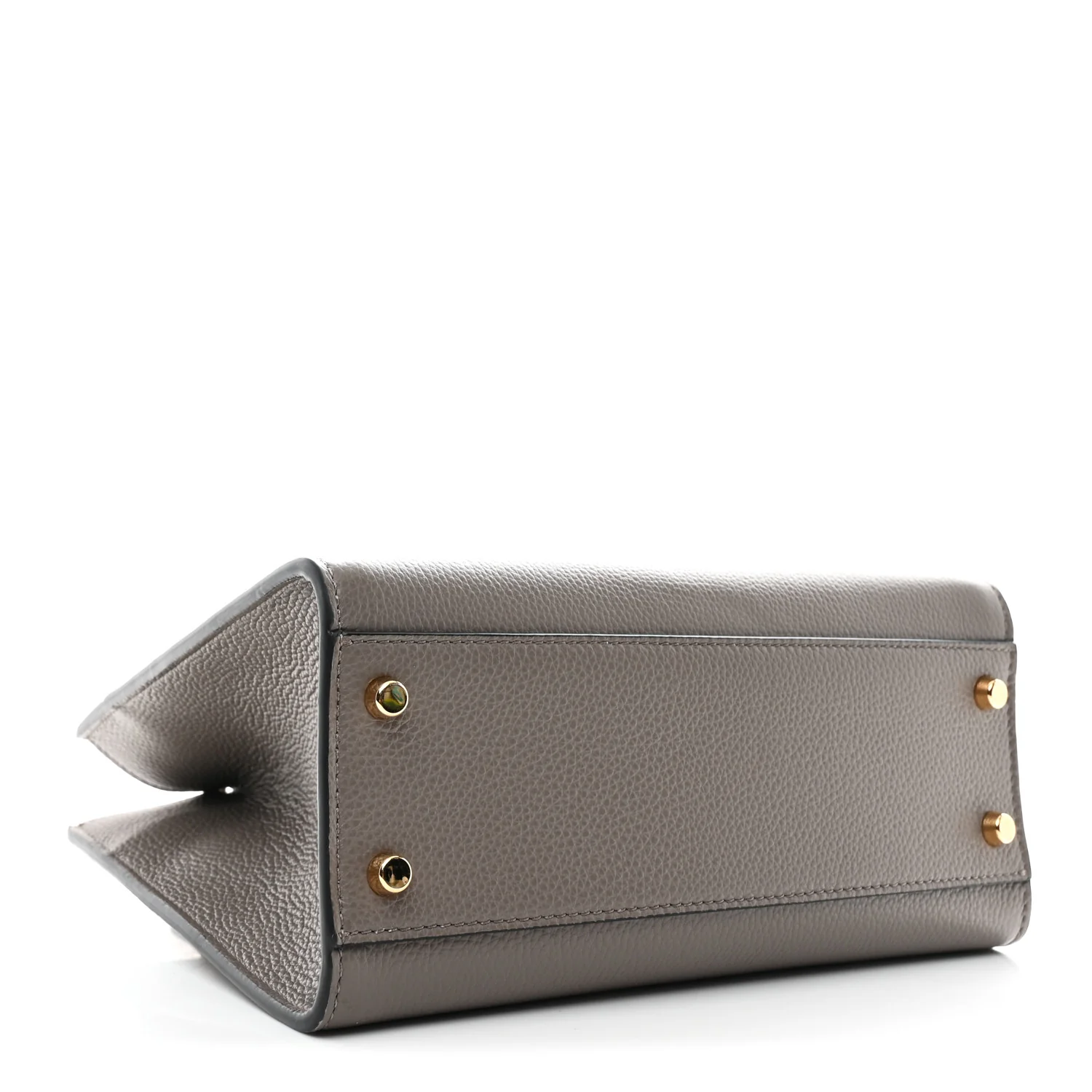 Grainy Calfskin Virtus Top Handle Tote Grey - Top Club