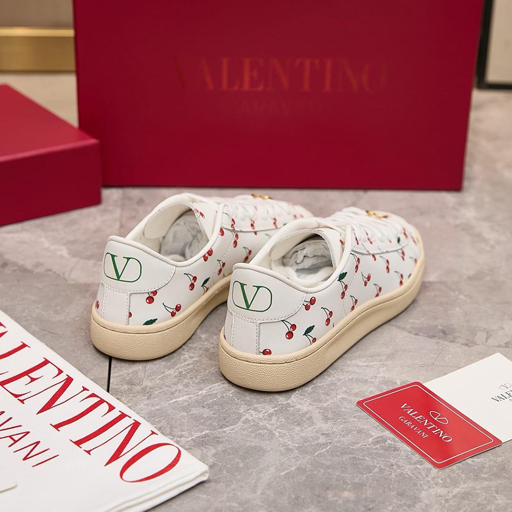 VALENTINO ROYCO Women s Cherry Pattern Soft Calfskin Sneakers - Top Club