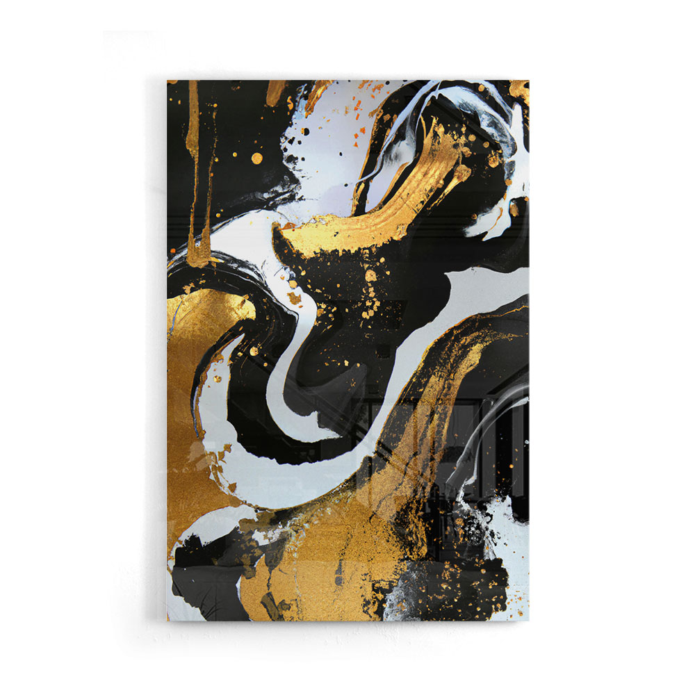 Walljar acrylglas schilderij - Golden Strokes Acrylglas schilderij - 150 x 225 cm