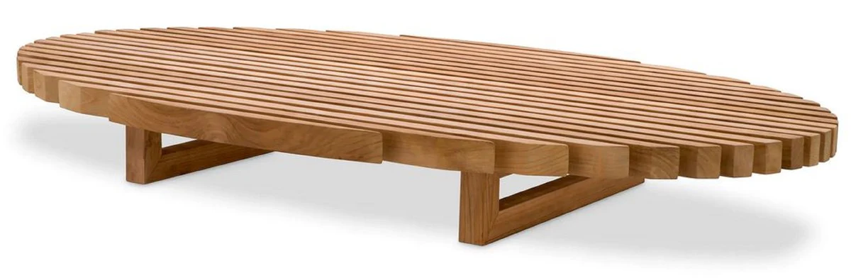 Luxury teak coffee table natural colors 170.5 x 99.5 x H. 21.5 cm - Oval teak living room table - Teak living room furniture - Solid wood furniture - Luxury furniture - Luxury furnishings