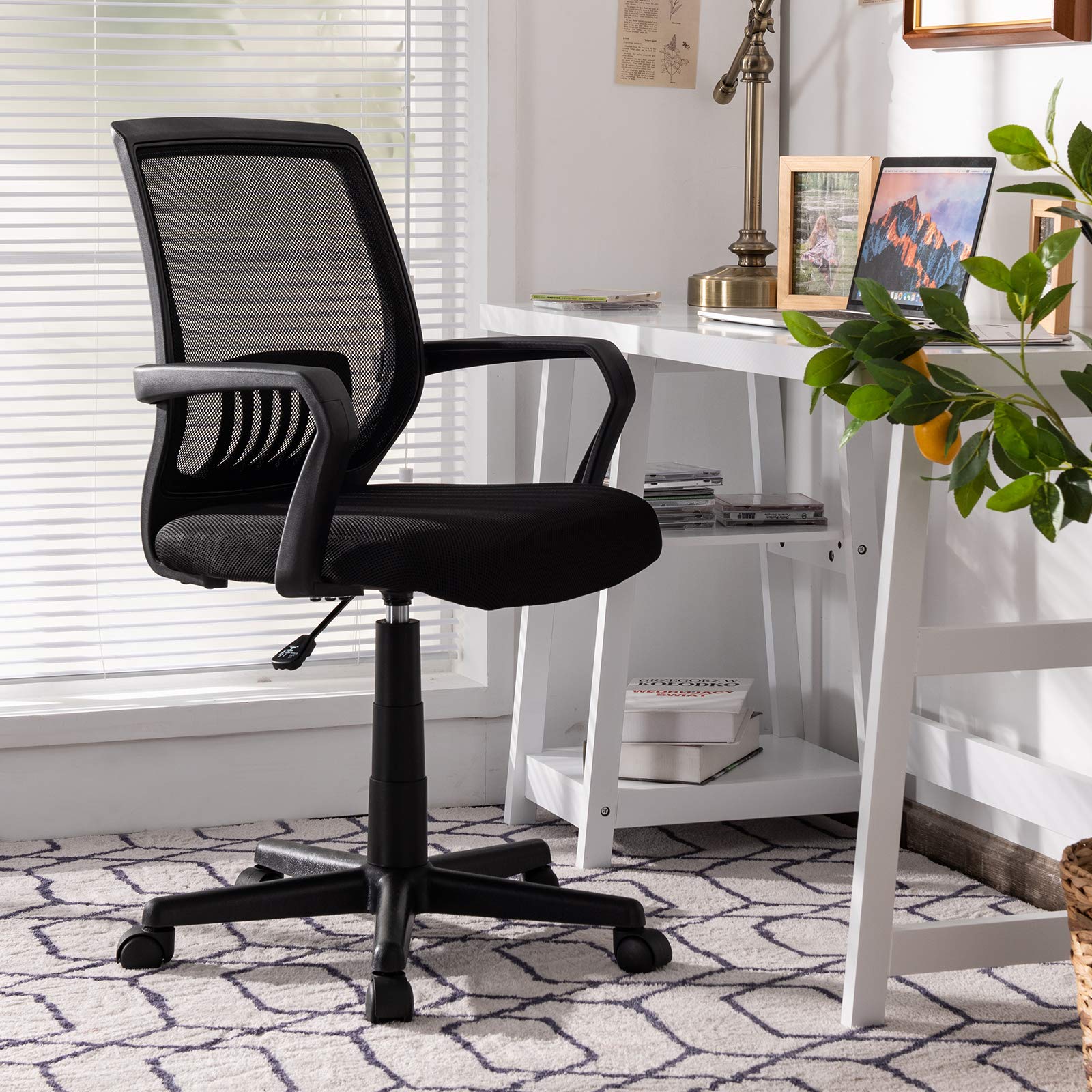 BEFOUNDLOVELY Office Chair, Mesh Desk Chairs with Wheels, Lumbar Support, Waterfall Seat