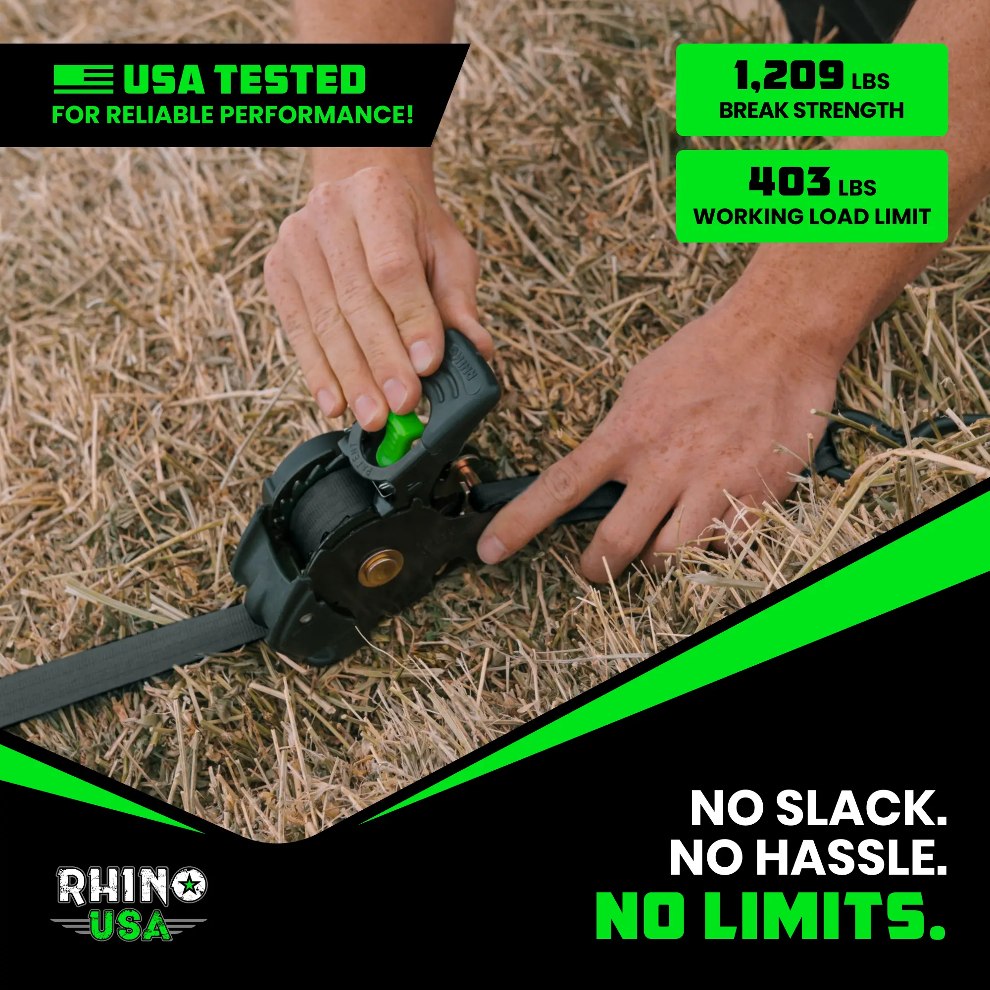 Lush's Pick - Rhino USA Retractable Ratchet Straps - 1in x 10ft (4pack) and 2in x 10ft (2pack)