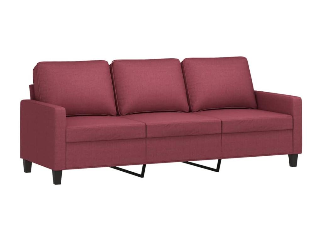 Sofá de 3 plazas de tela rojo tinto 180 cm