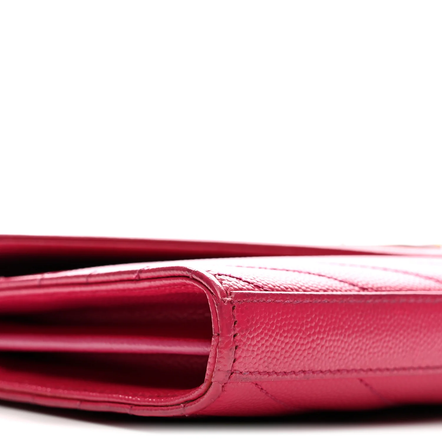 Grain De Poudre Matelasse Chevron Monogram Chain Wallet Lipstick Fuchsia - Top Club