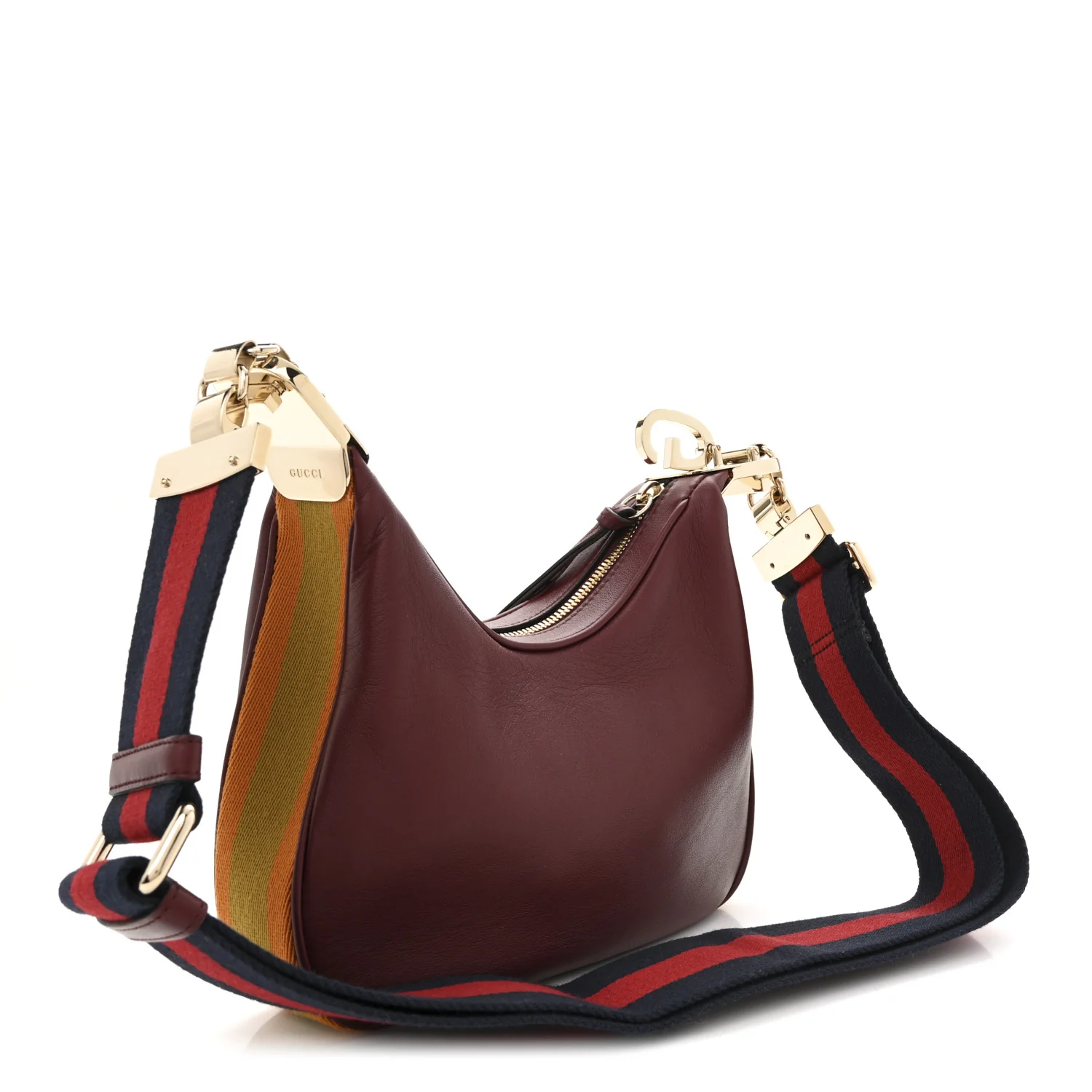 Aria Calfskin Web Small Attache Shoulder Bag Rosso Ancora - Top Club