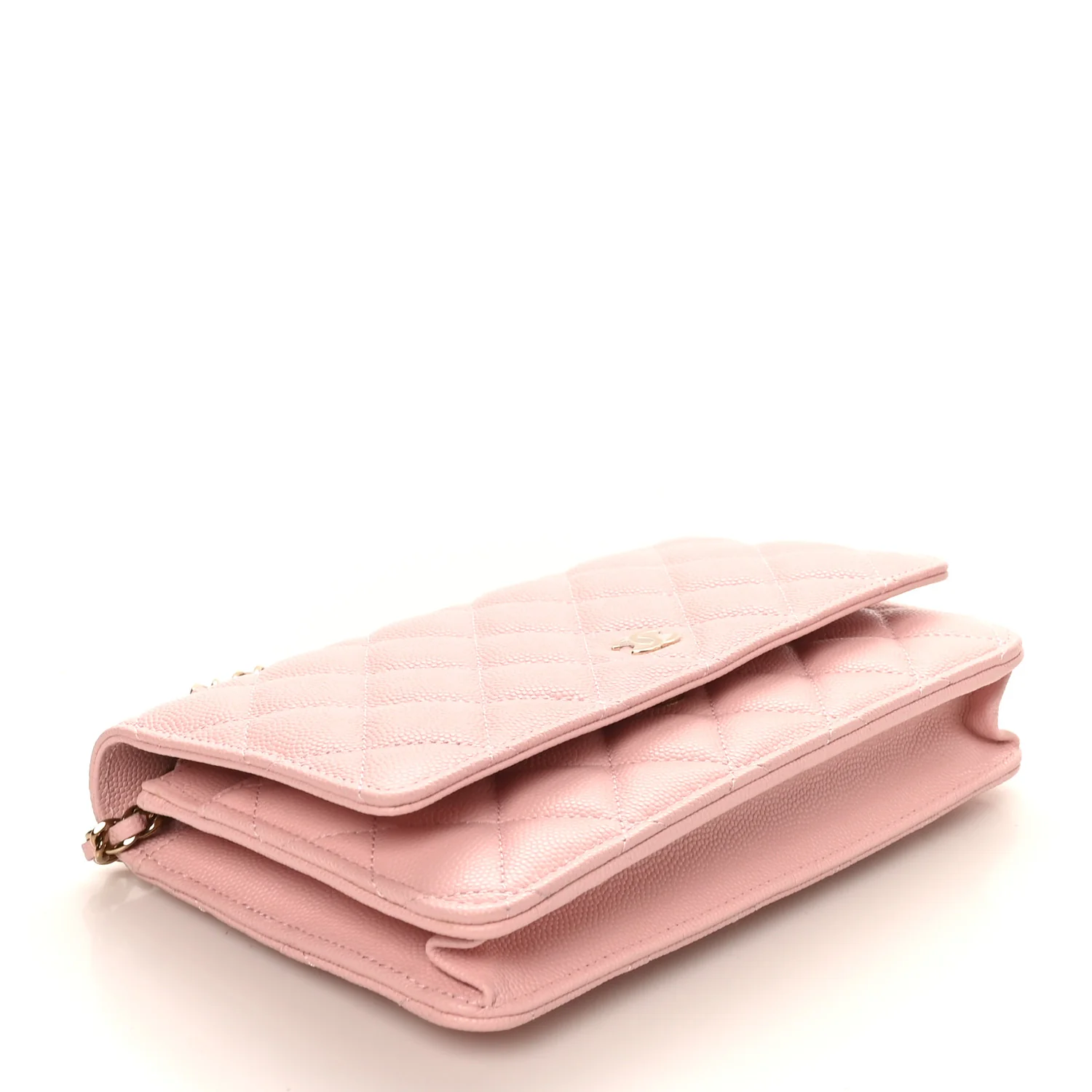 Caviar Quilted Wallet on Chain WOC Light Pink - Top Club