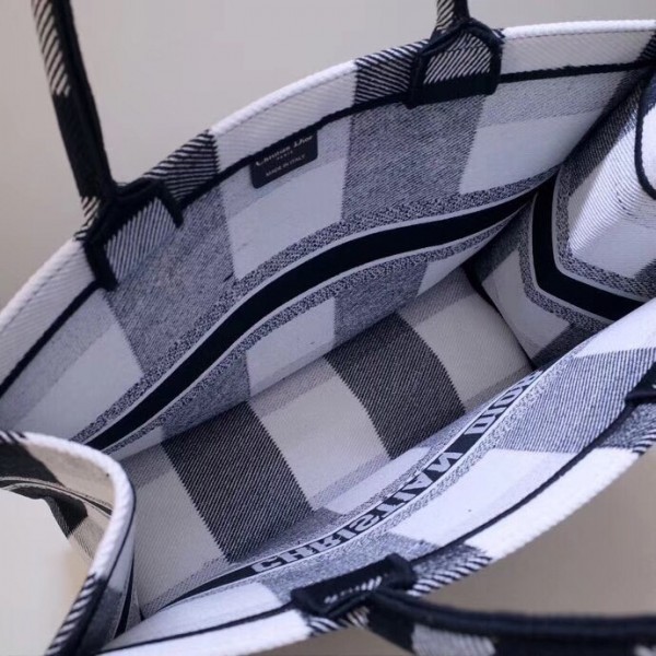 D Book Tote Bag  Checkered Canvas - Top Club