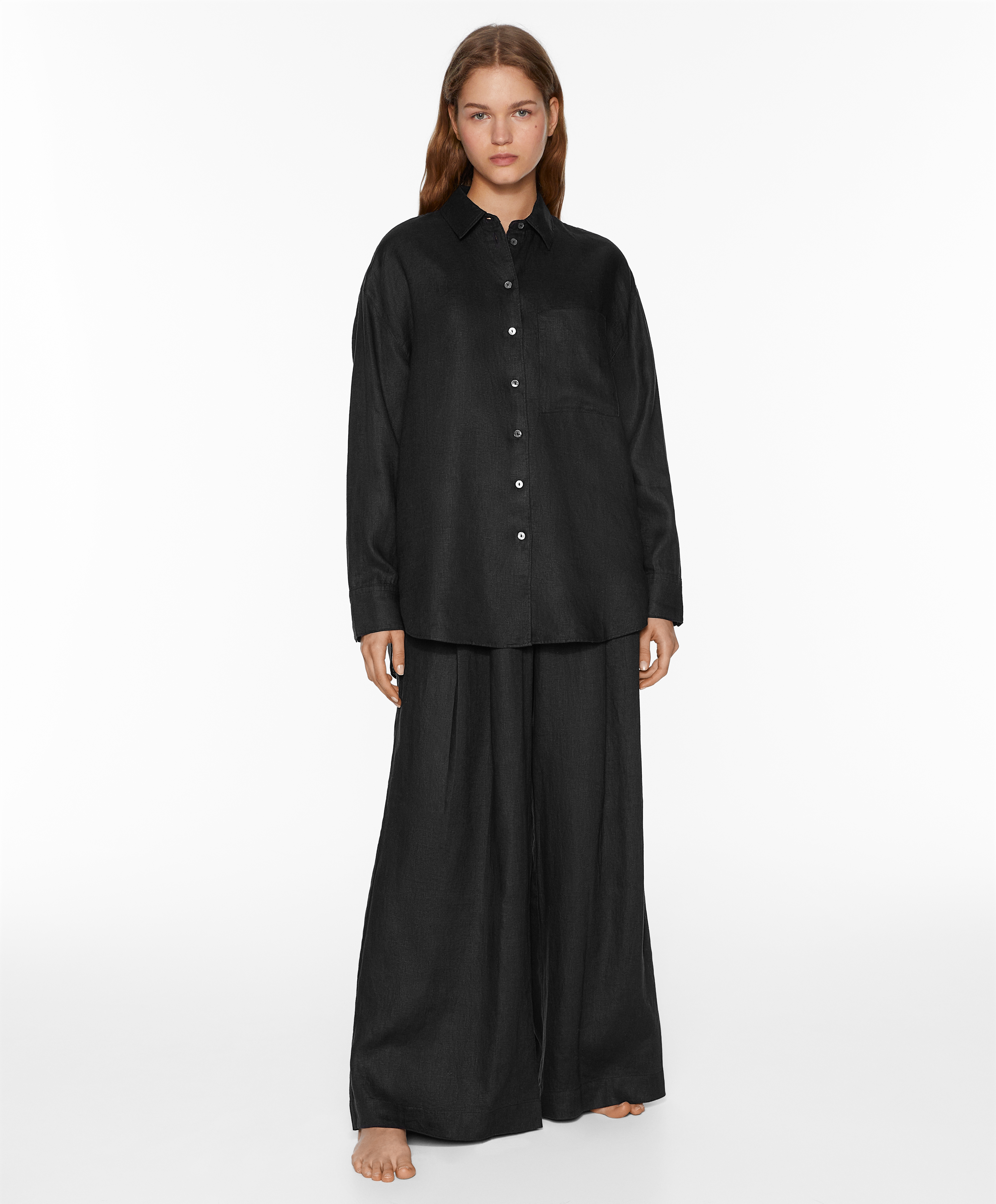 OYSHO Tailored-fit 100% linen trousers