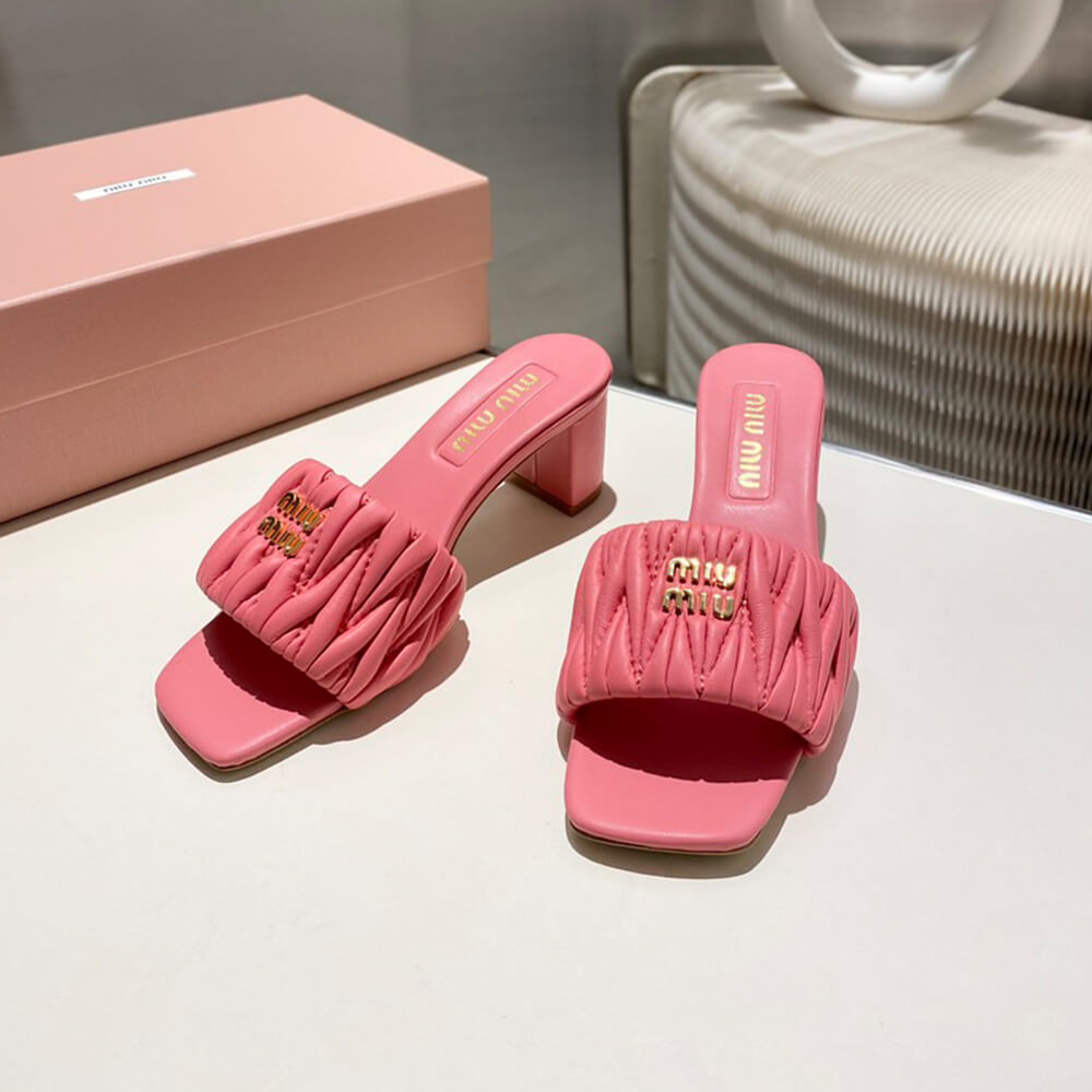 MiuMiu Matelass?? nappa leather slides - Top Club