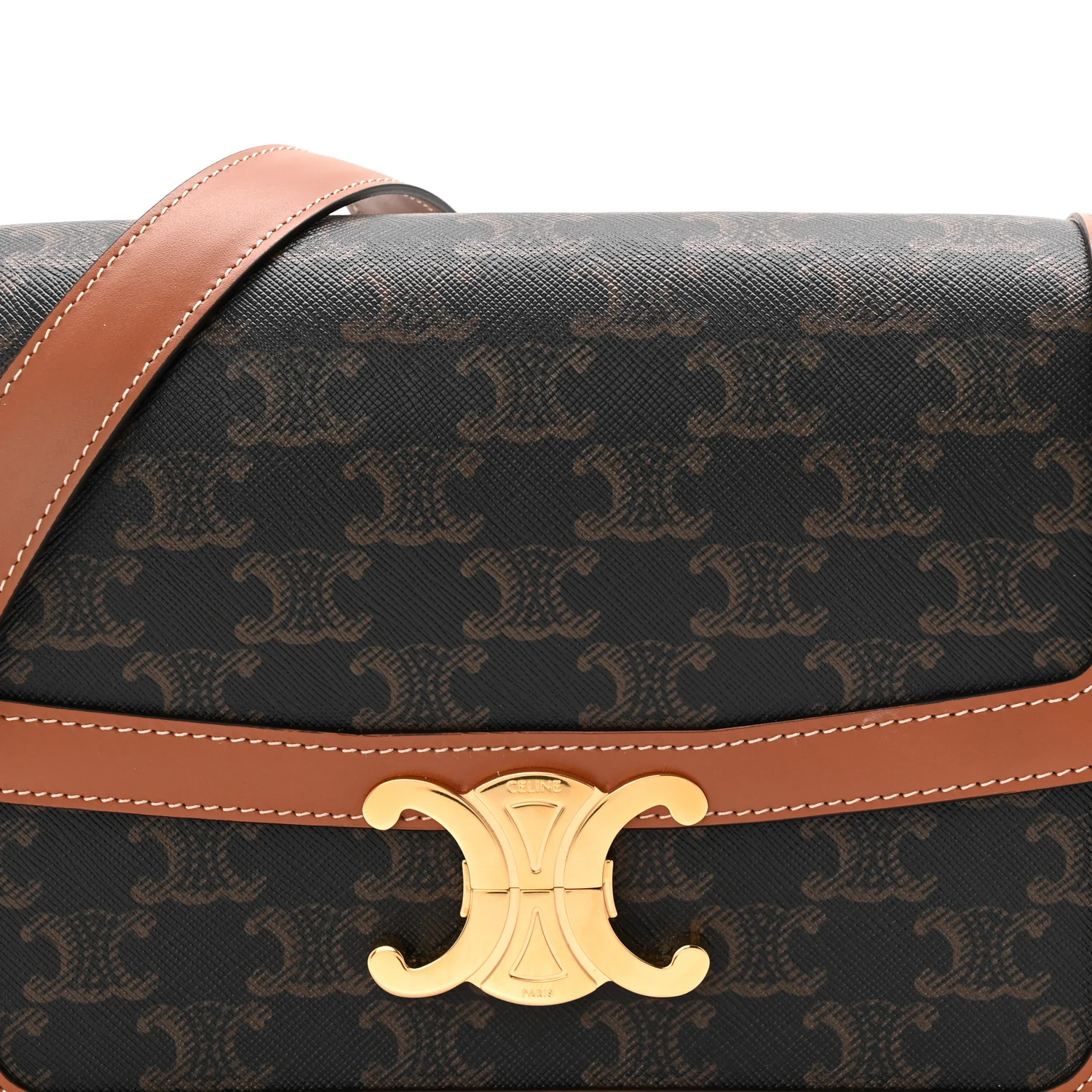 Triomphe Canvas Calfskin Medium Triomphe Bag Tan - Top Club