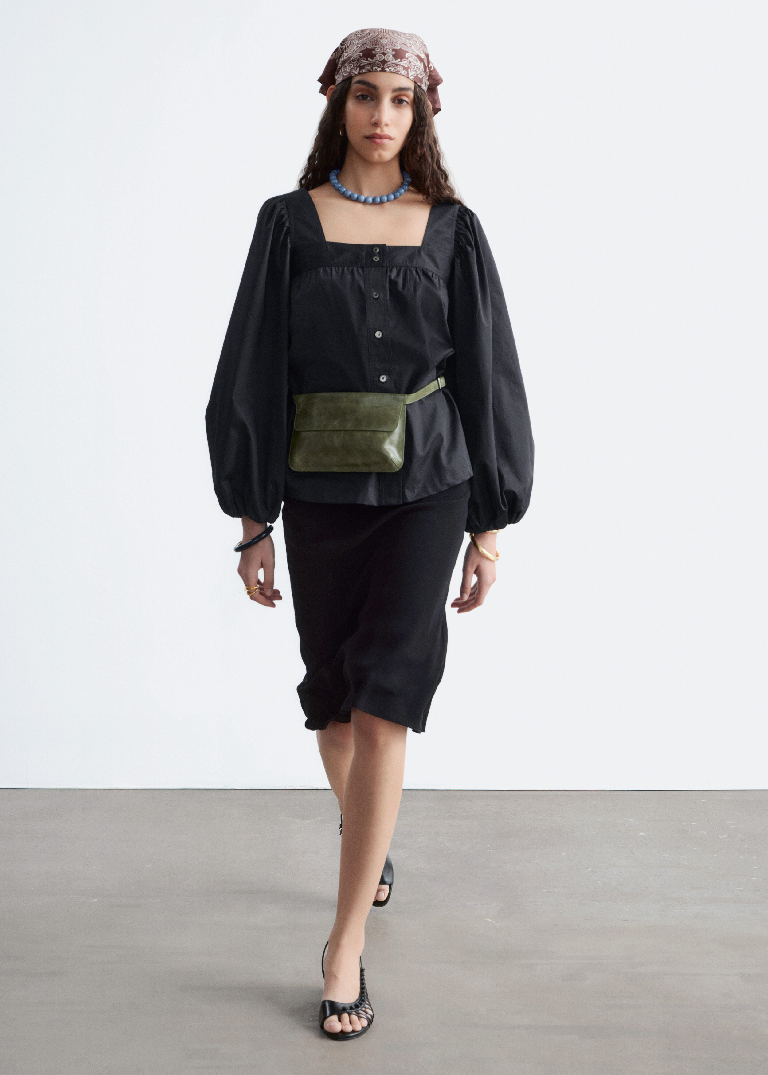 & Other Stories COTTON SQUARE-NECK BLOUSE