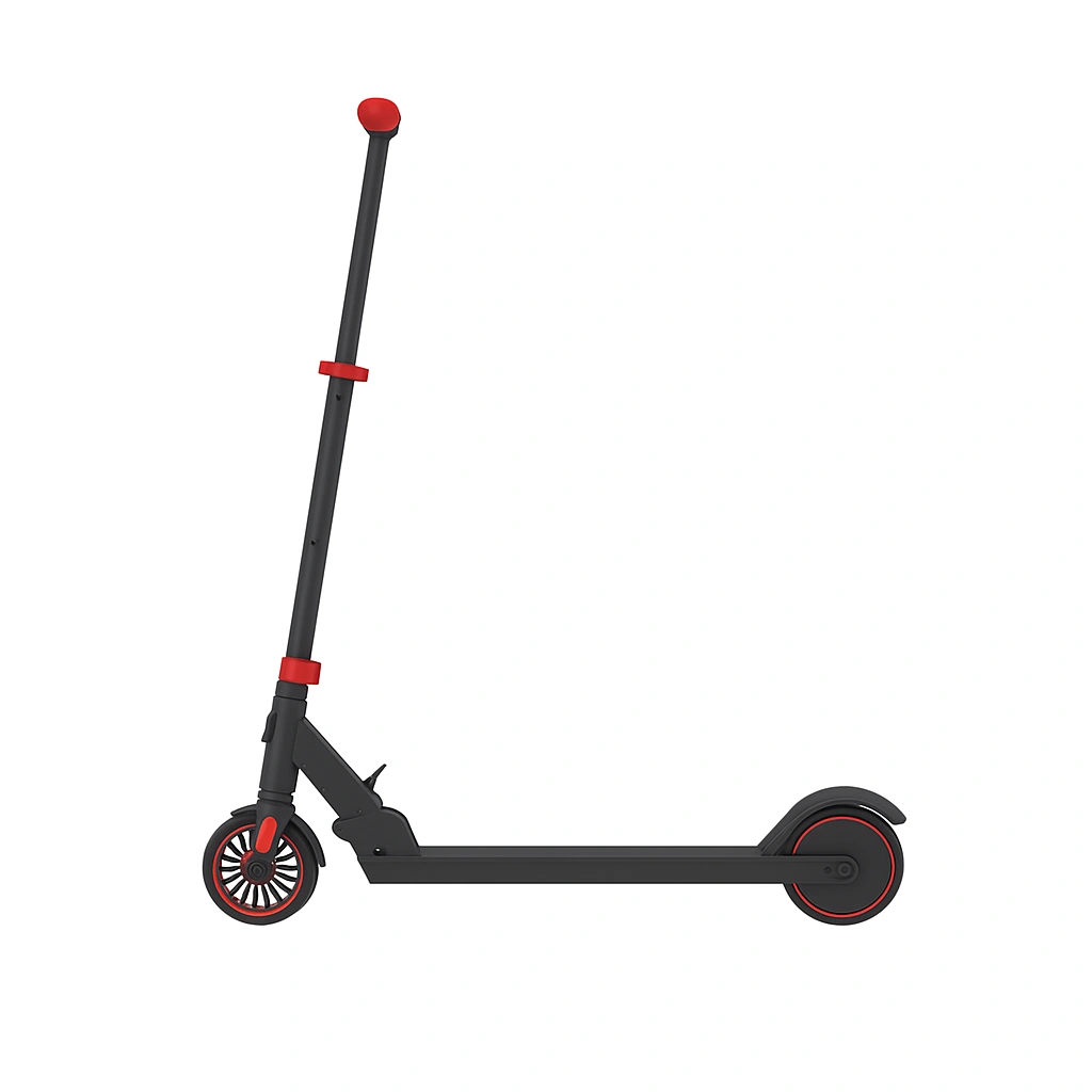 Black steel children's scooter, for indoor and outdoor use