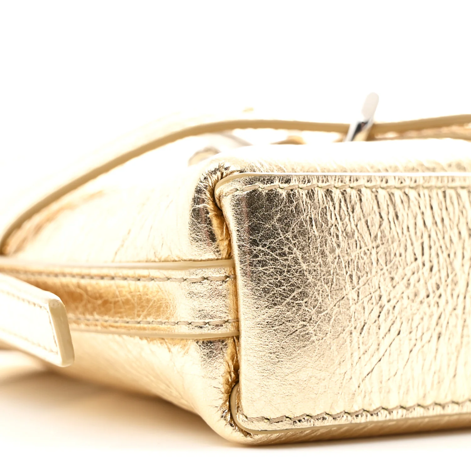 Metallic Tumbled Calfskin Nano Voyou Bag Golden Sand - Top Club