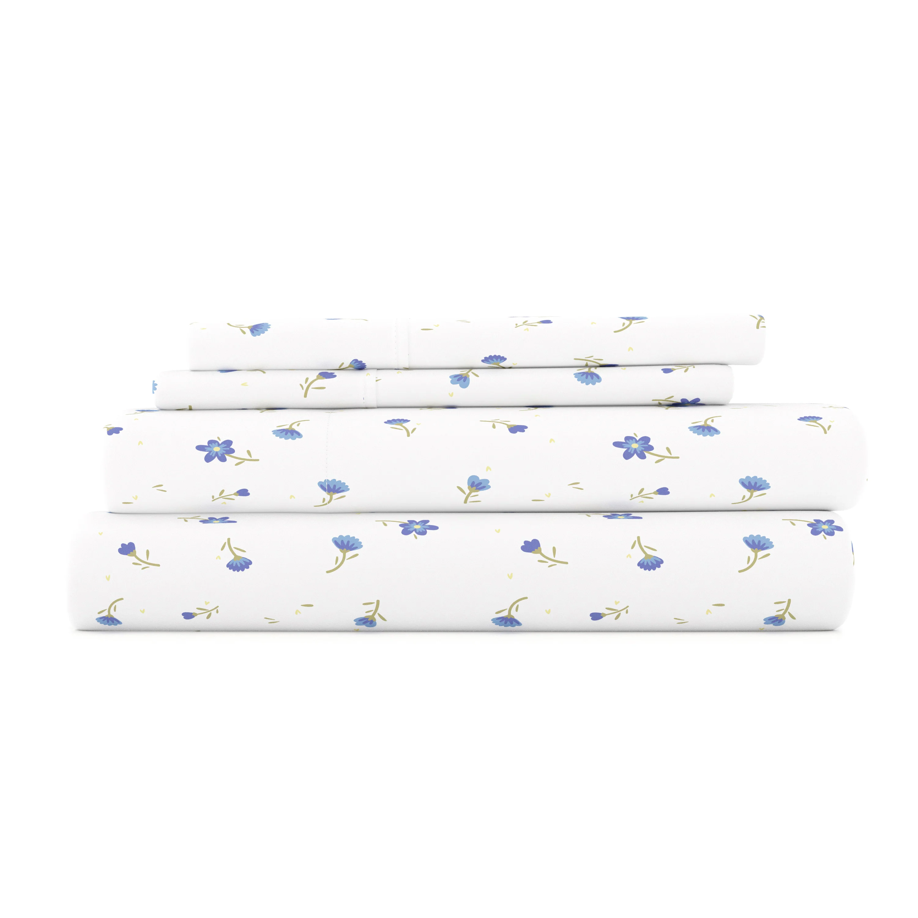 Soft Floral Pattern 4-Piece Sheet Set