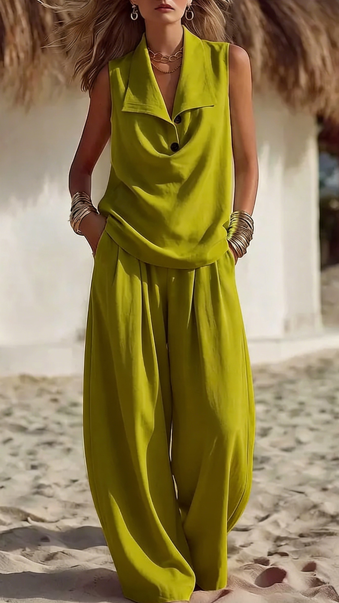 Women's Elegant & Flowy Lapel Two-Piece Set - Nordfashionstorm - Women's Clothing, Fashion for You - Nordfashionstorm.com