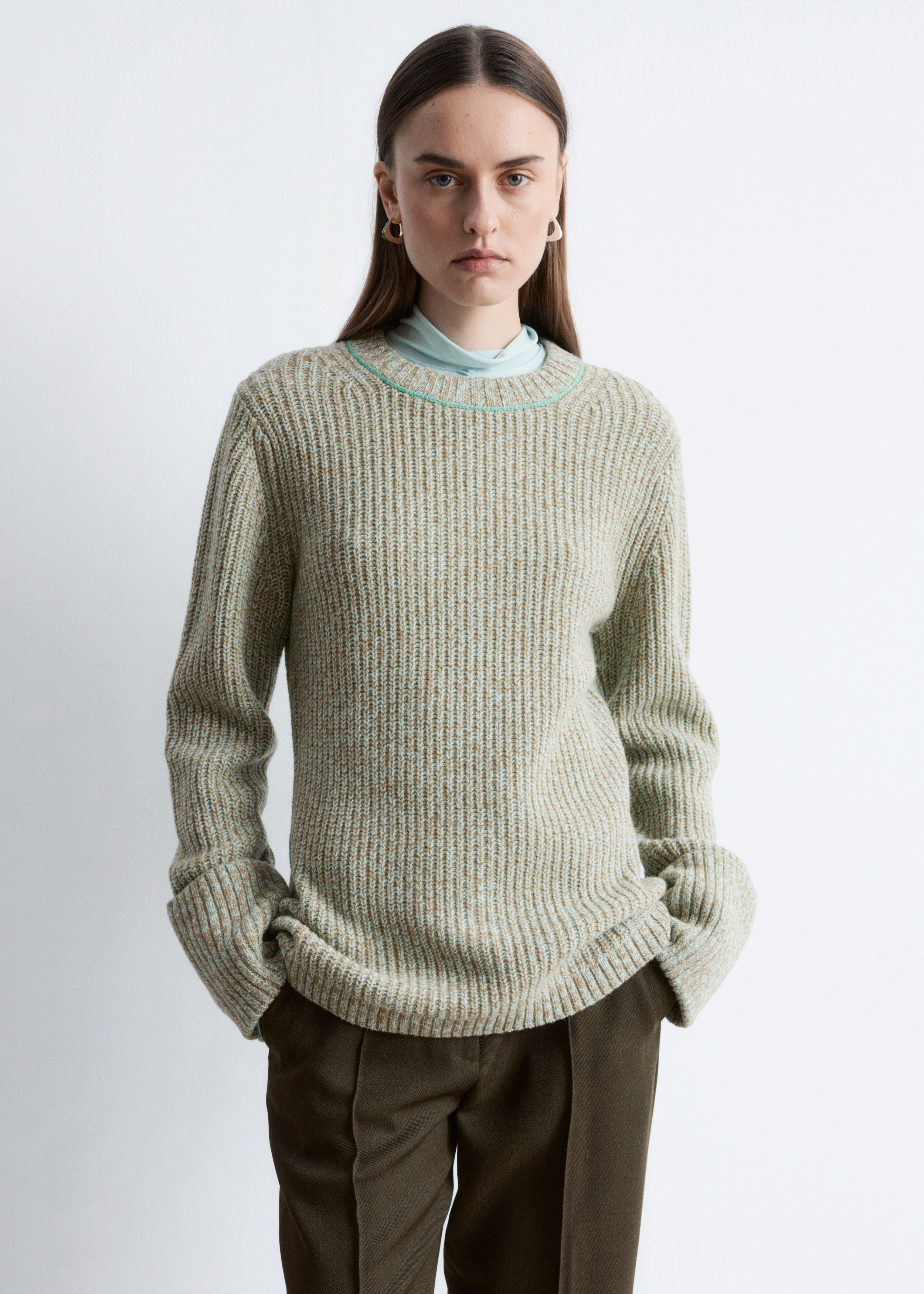 & Other Stories ACCENT-STITCH MERINO WOOL JUMPER