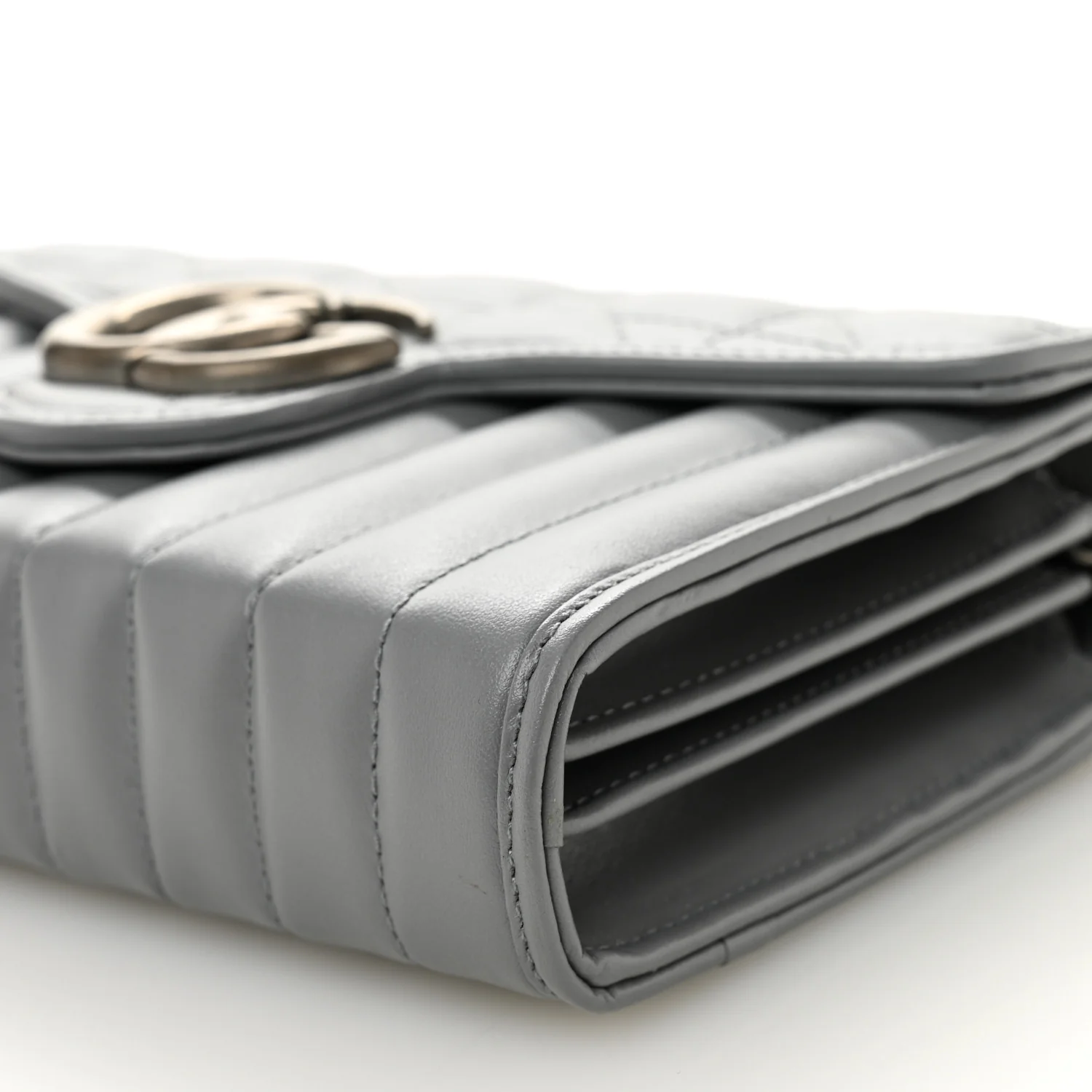 Calfskin Matelasse Aria GG Marmont Chain Wallet Deep Grey - Top Club