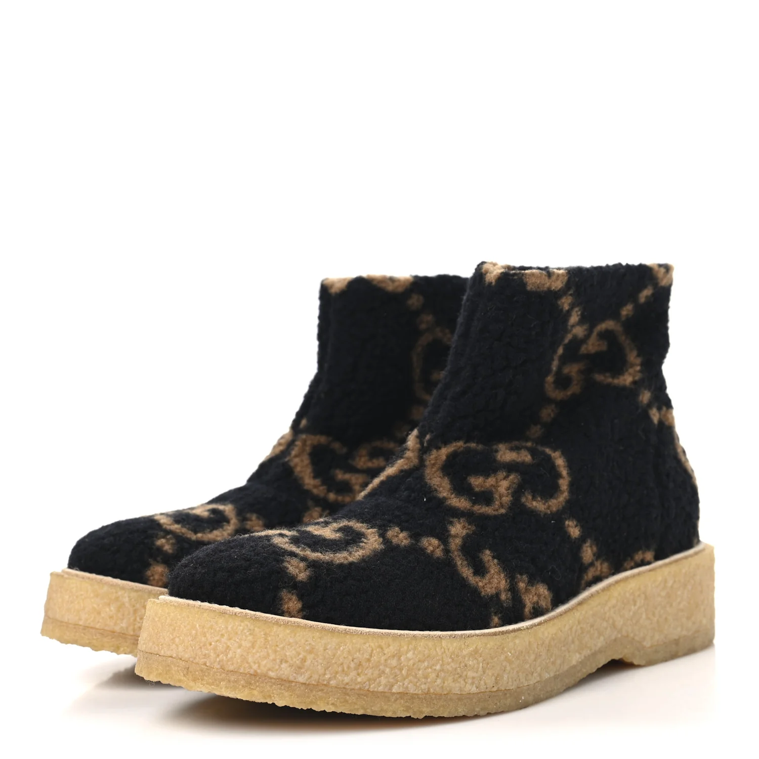 Faux Shearling Hooper GG Womens Ankle Boots 39 Black Natural Tan - Top Club