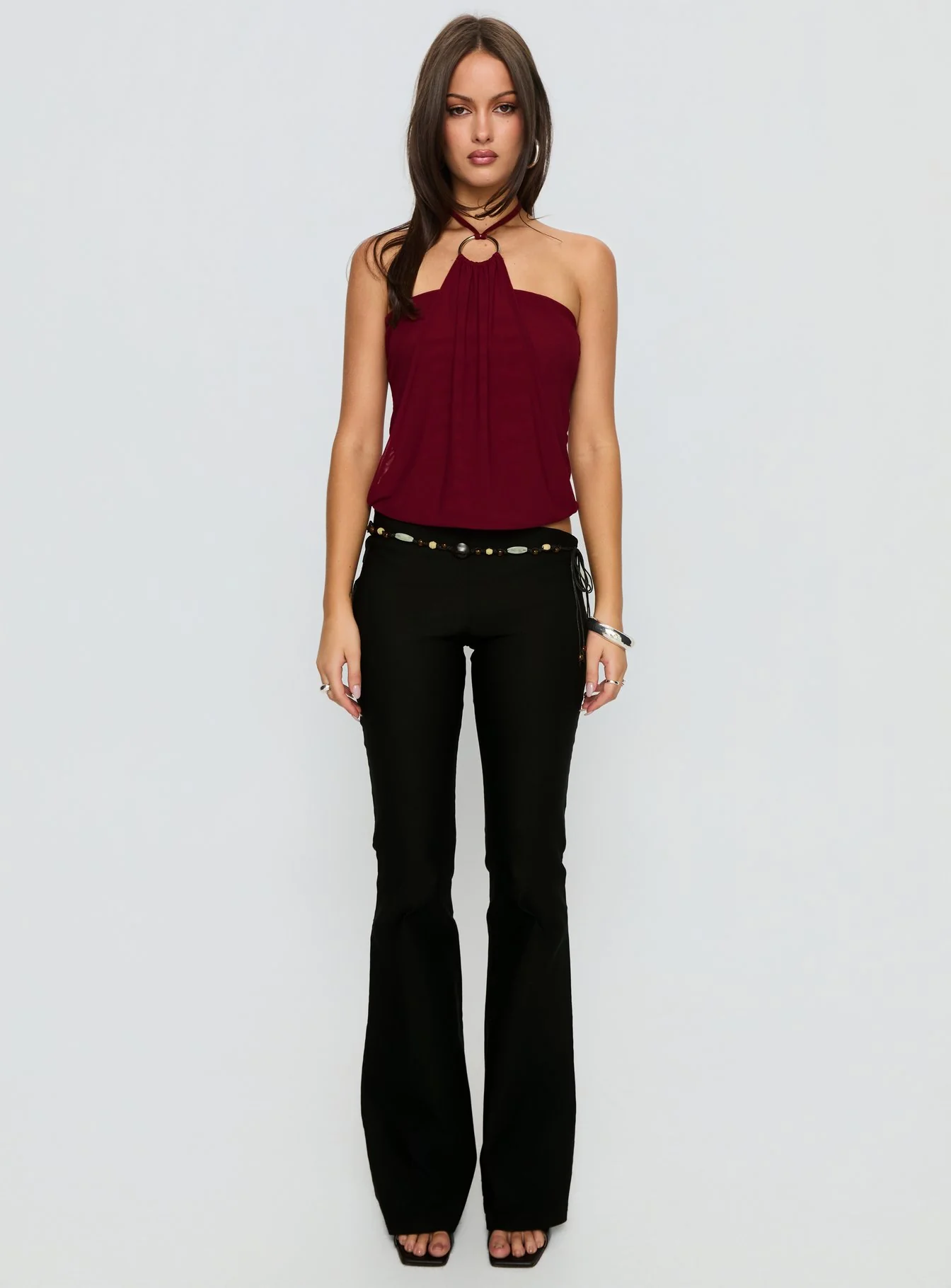 Krislynn Button Belt Pants Black
