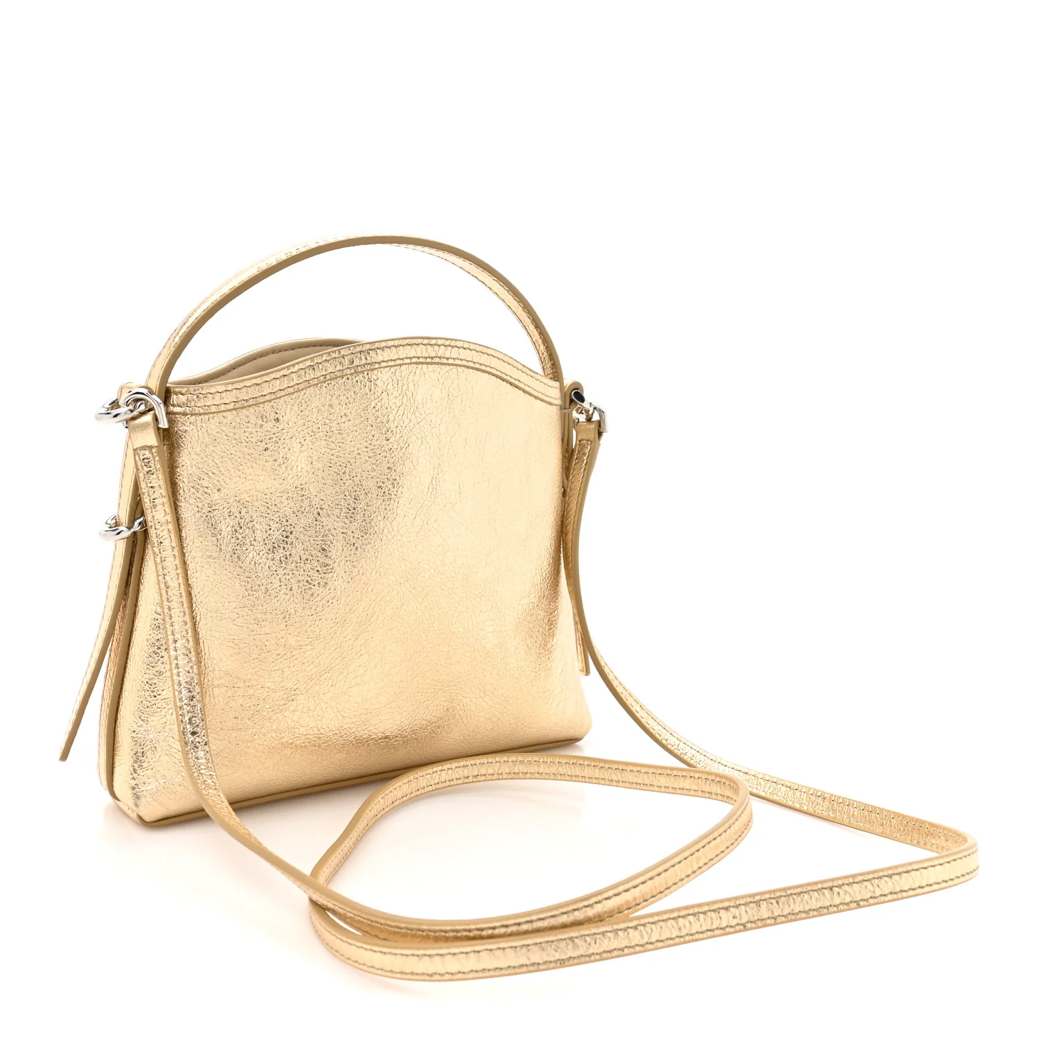 Metallic Tumbled Calfskin Nano Voyou Bag Golden Sand - Top Club