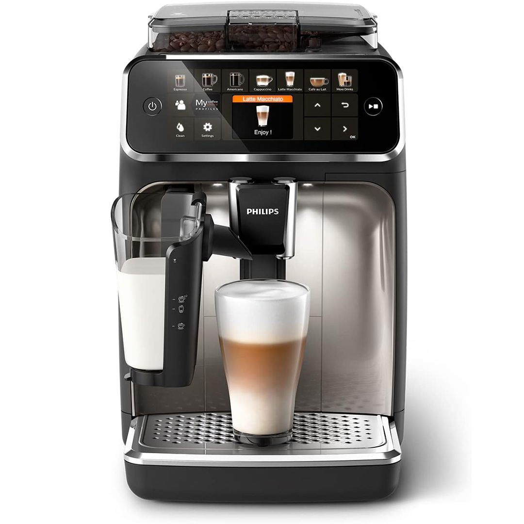 Philips Series 5400 fully automatic coffee machine - LatteGo milk system, 12 coffee specialties, intuitive display, 4 user profiles, chrome