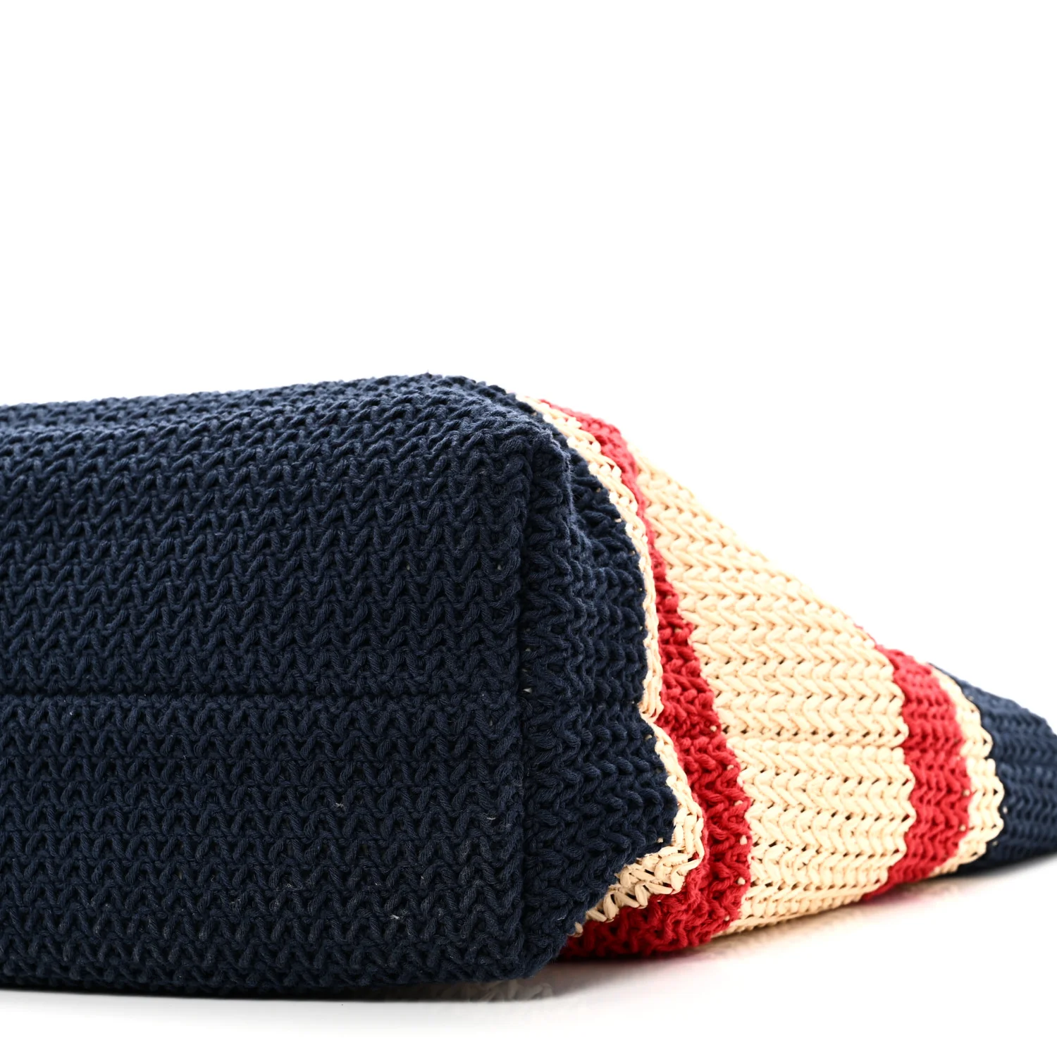 Raffia Crochet Stripe Tote Natural Blue - Top Club