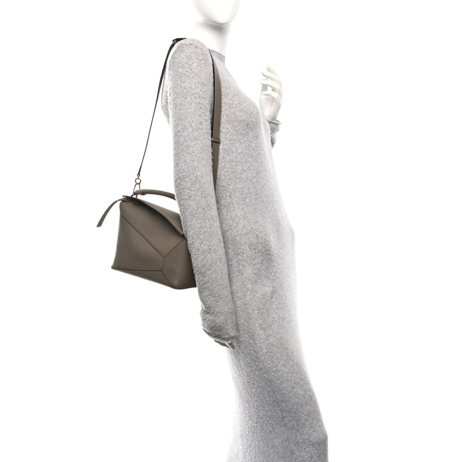 Soft Grained Small Puzzle Edge Bag Taupe