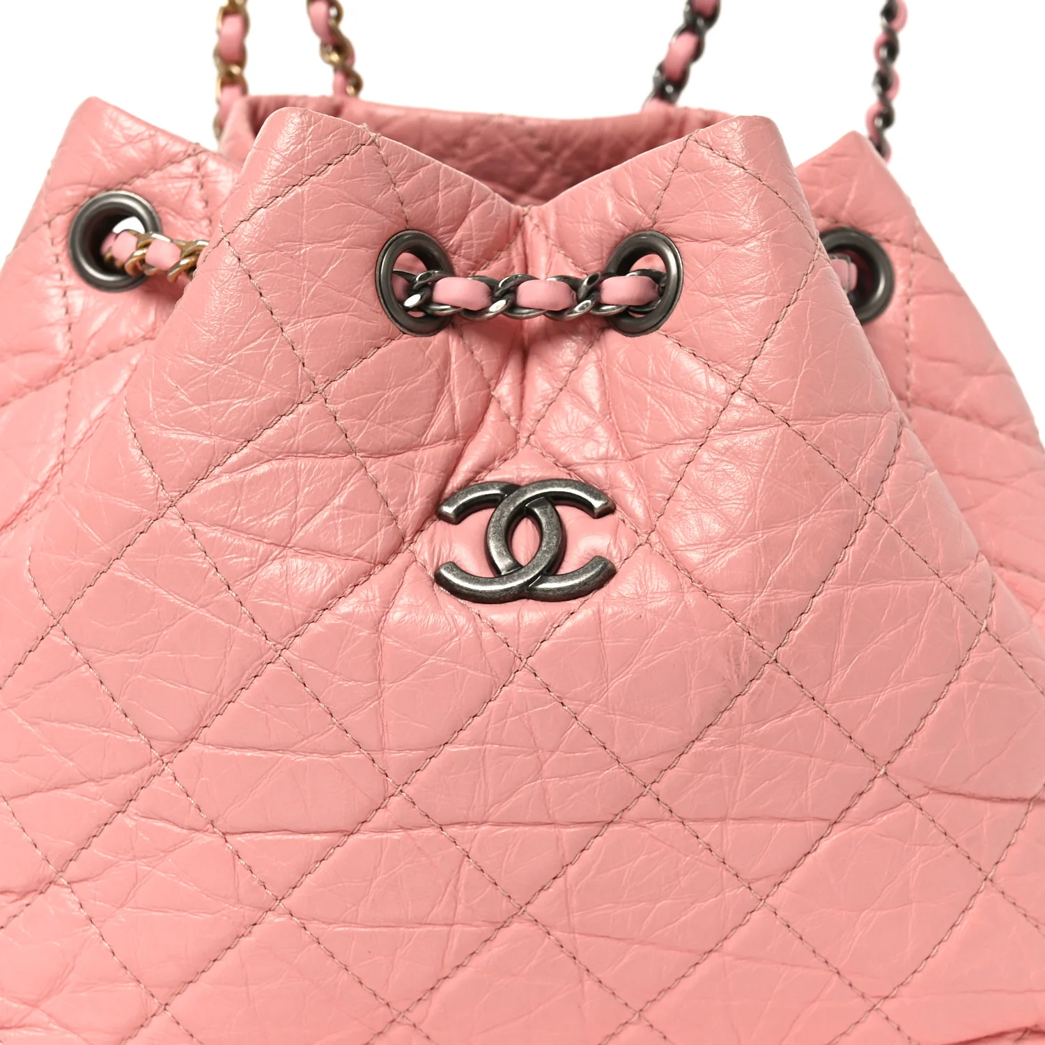 Aged Calfskin Quilted Small Gabrielle Backpack Pink - Top Club