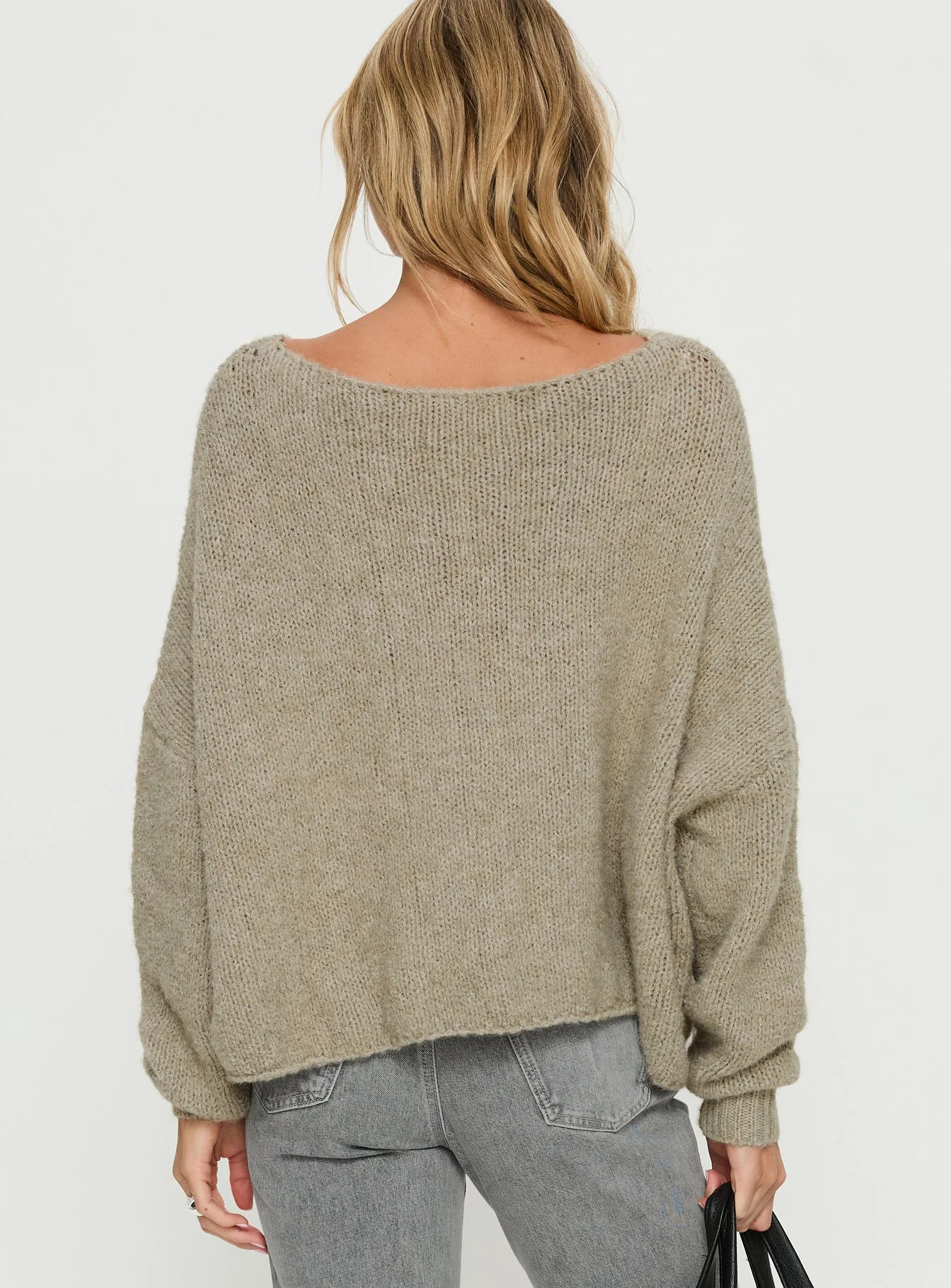 Ramy Wide Neck Knit Sweater Olive