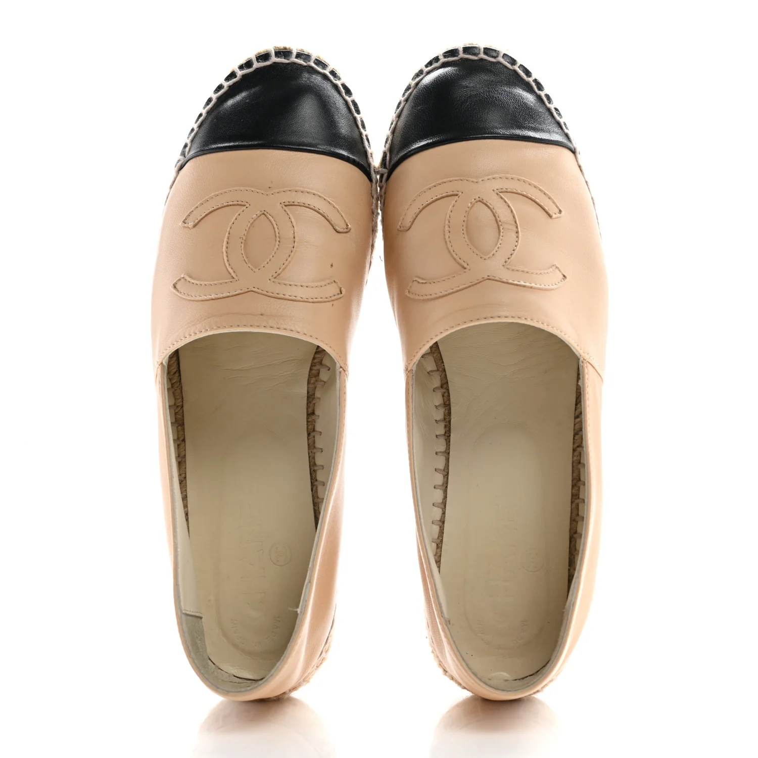 Lambskin CC Espadrilles 39 Beige Black