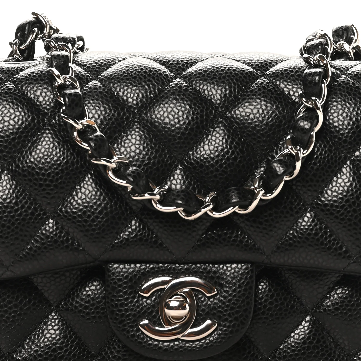 Caviar Quilted Mini Square Flap Black - Top Club