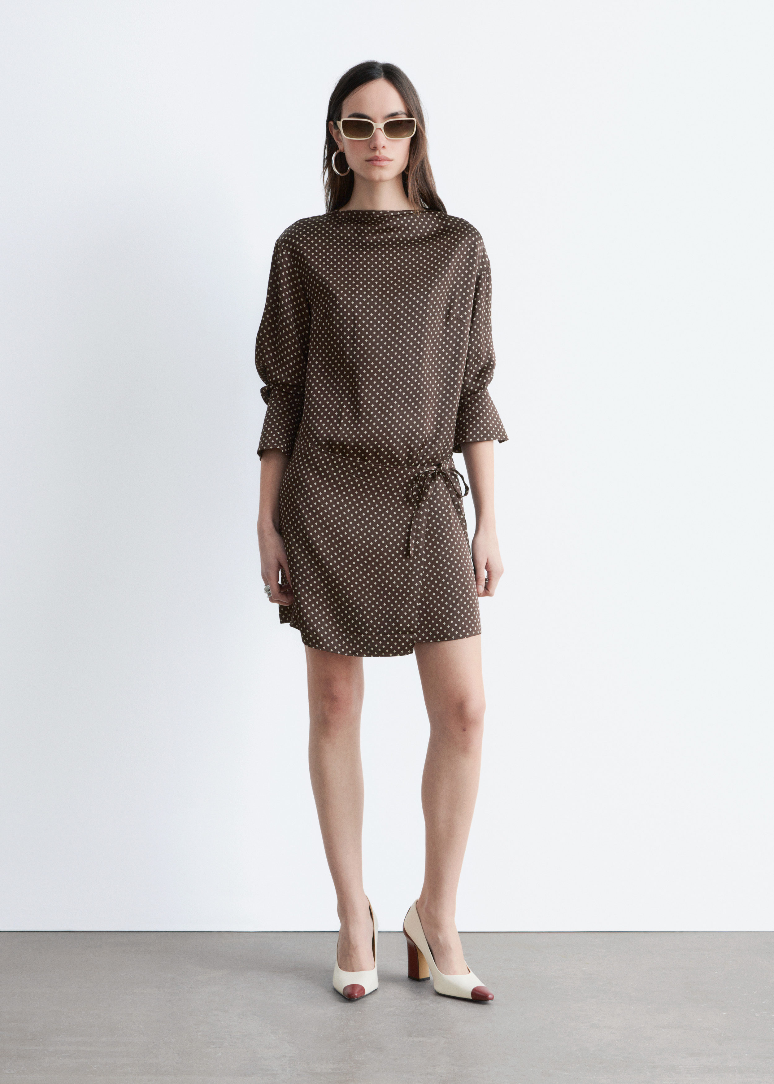 & Other Stories SATIN TIE-CLOSURE MINI DRESS