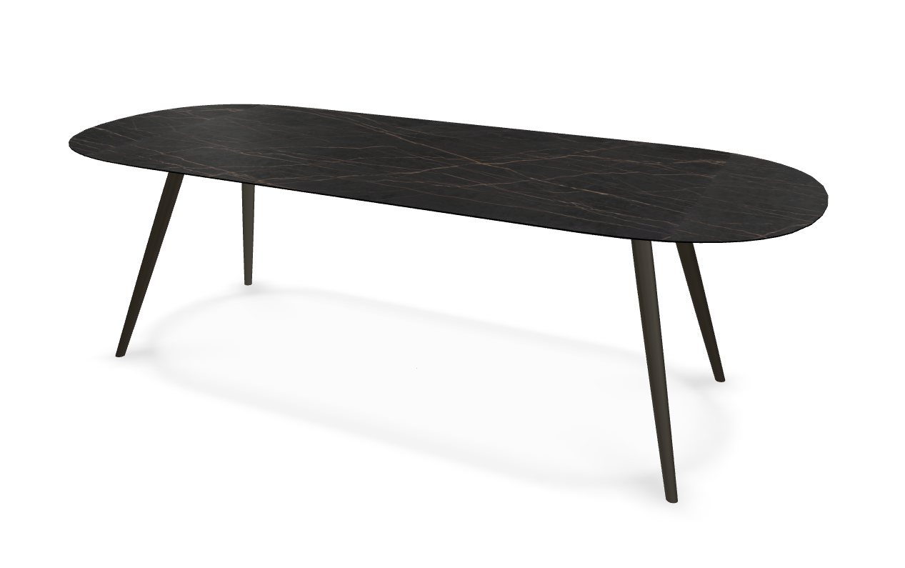 They & Me Tafel Joy – Plat Ovaal – Dekton Laurent 240 x 100 x 75 | Dekton Laurent | Verjongde Rand | Frame TM404 Marron
