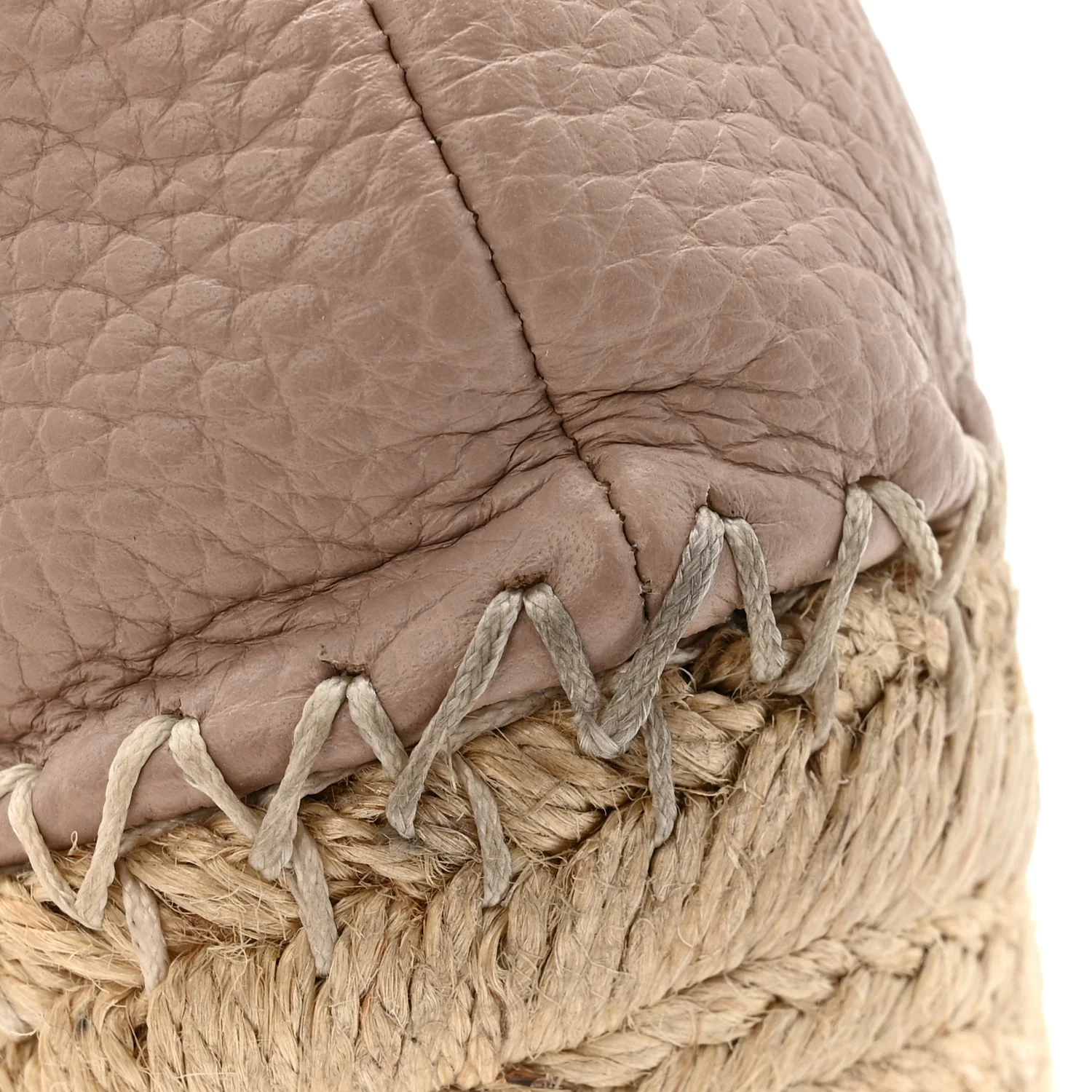 Grained Calfskin Rockstud Ankle Strap Espadrille 15/105mm Wedge Sandals 35 Rose Quartz Natural - Top Club