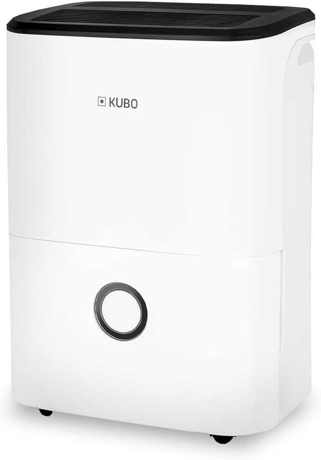 Kubo - Deumidificatore - Assorbe fino a 20 litri di umidità al giorno - Copertura fino a 52 m2 - Funzione di asciugatura dei vestiti - Silenzioso - Colore: Bianco