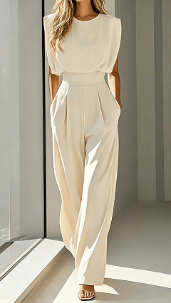 Women's Cotton-Blend Waisted Jumpsuit - Nordfashionstorm - Women's Clothing, Fashion for You - Nordfashionstorm.com