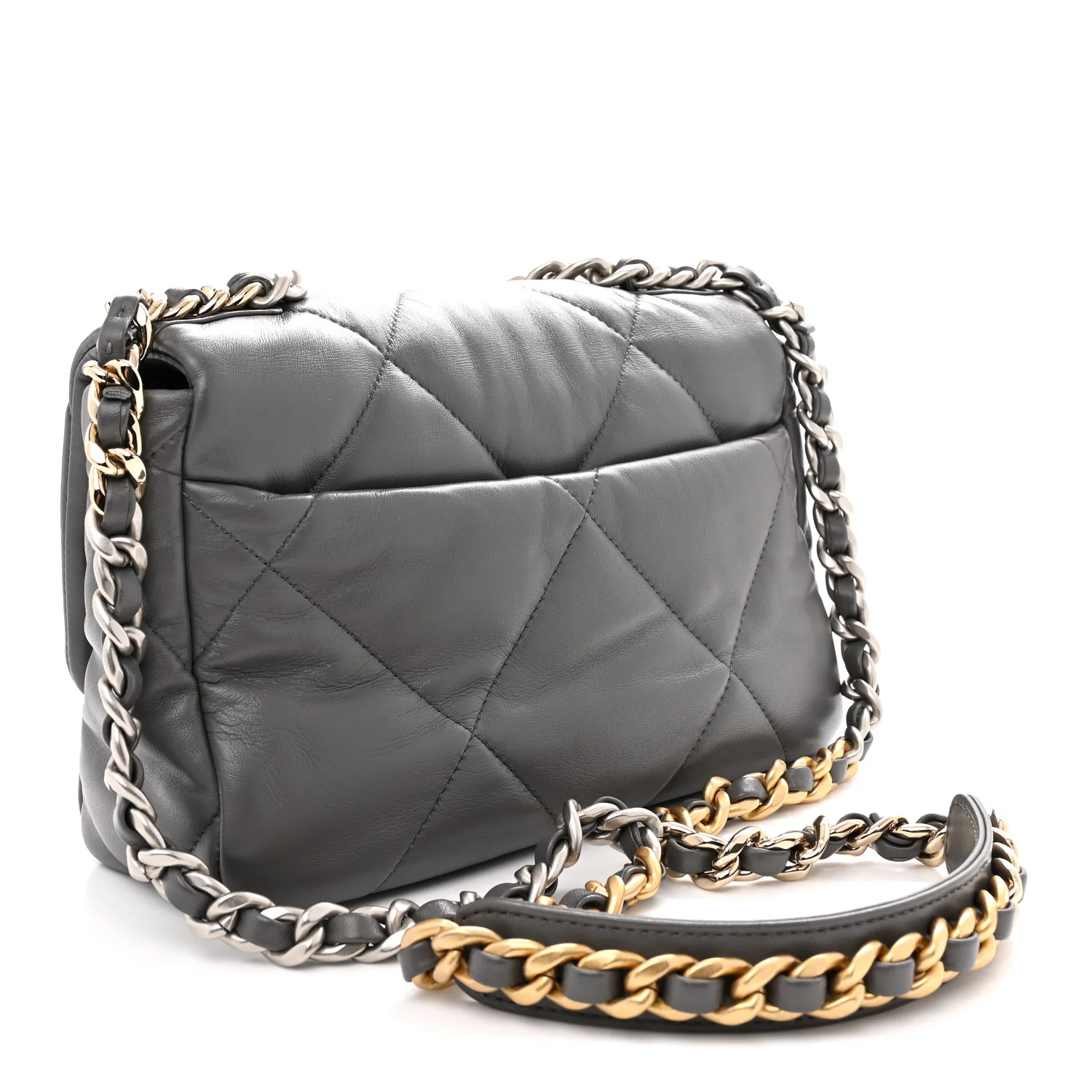 Lambskin Quilted Medium Chanel 19 Flap Dark Grey - Top Club