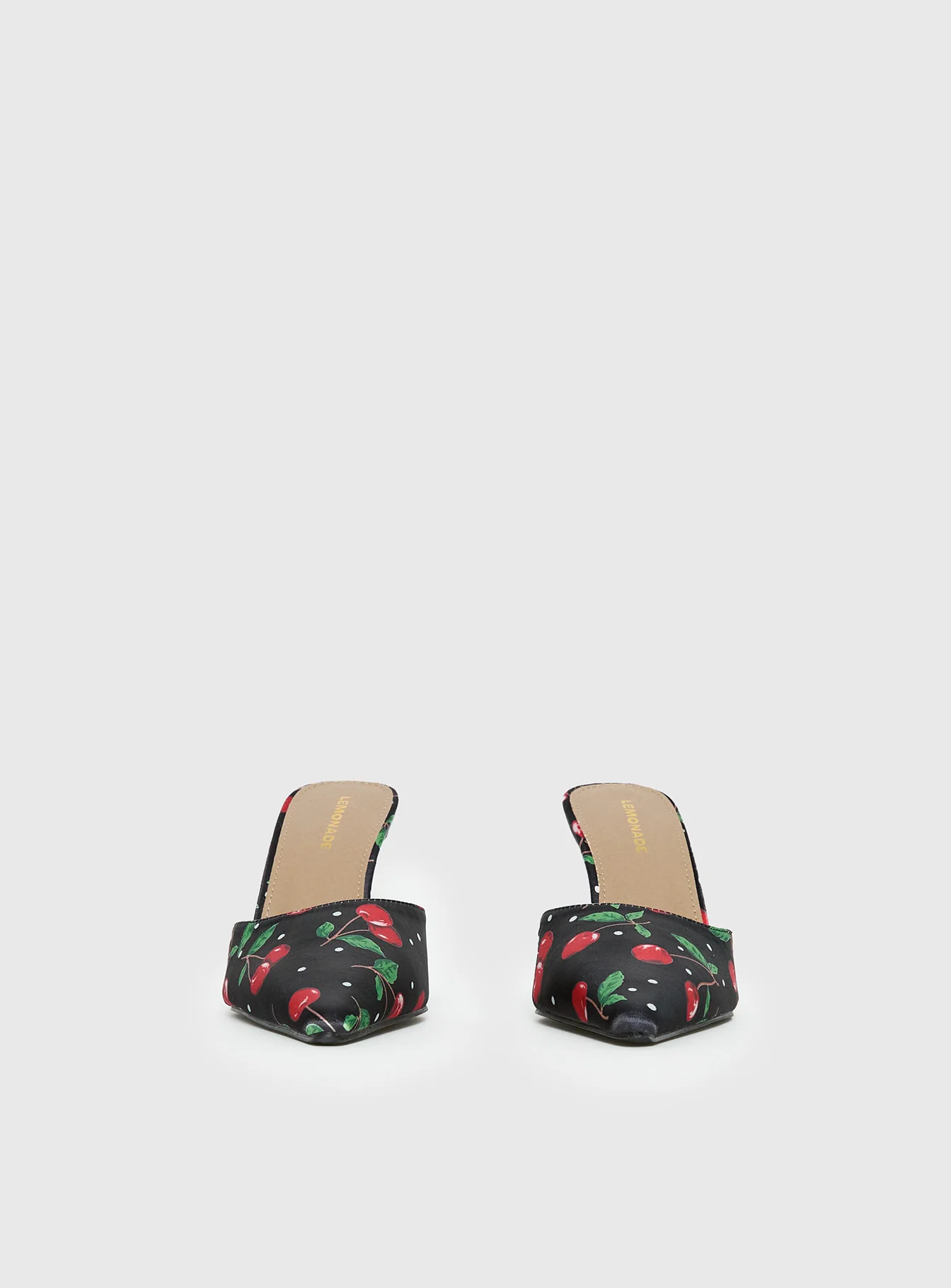 Cherry Season Pointed Toe Heels Black Multi
