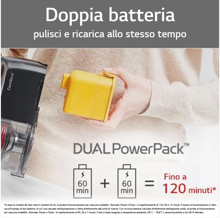 CordZero A9K-PRO1G Aspirapolvere Senza Fili Potente 200W, Autonomia 120 Minuti, con Wi-Fi, 3 Spazzole e 4 Accessori, Scopa Elettrica con Tubo Telescopico e 2 Batterie Ricaricabili