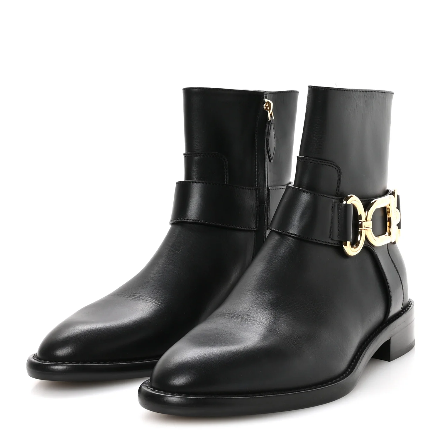 Calfskin Westside Flat Ankle Boots 39 Black - Top Club