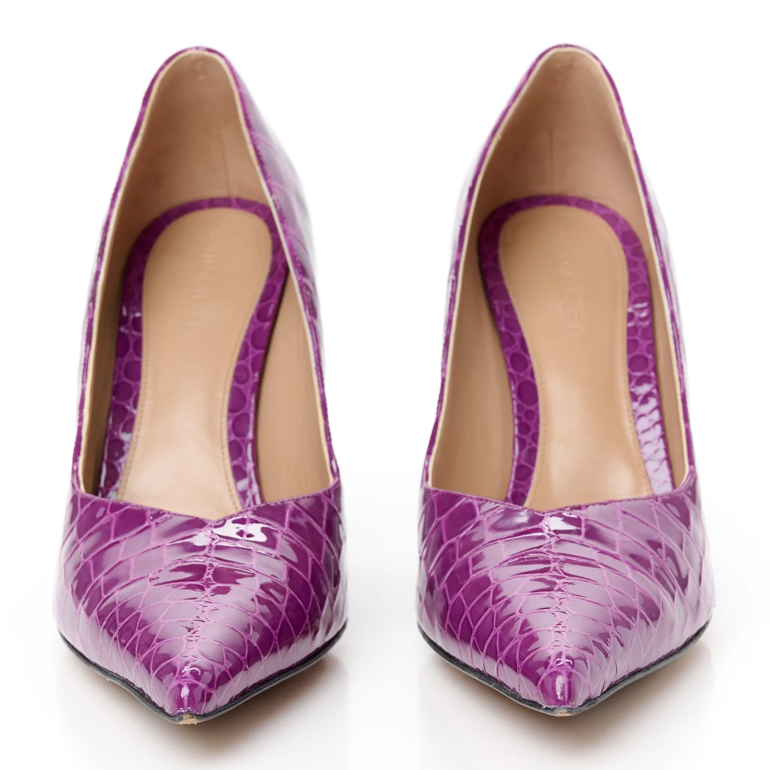 Gloss Calfskin Crocodile Embossed Punta Wedge Heels 40 Venom - Top Club