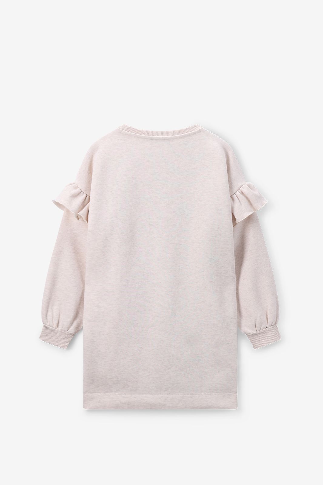 Lichtgrijze sweatjurk met ruffles