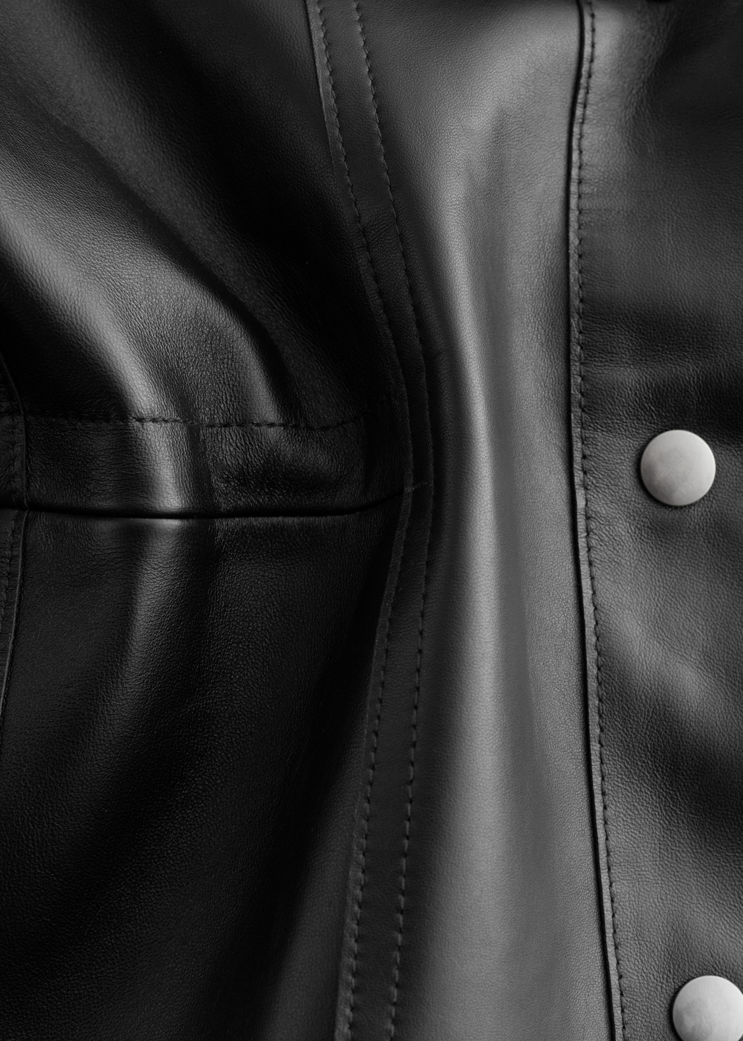 & Other Stories DRAWSTRING-WAIST LEATHER JACKET