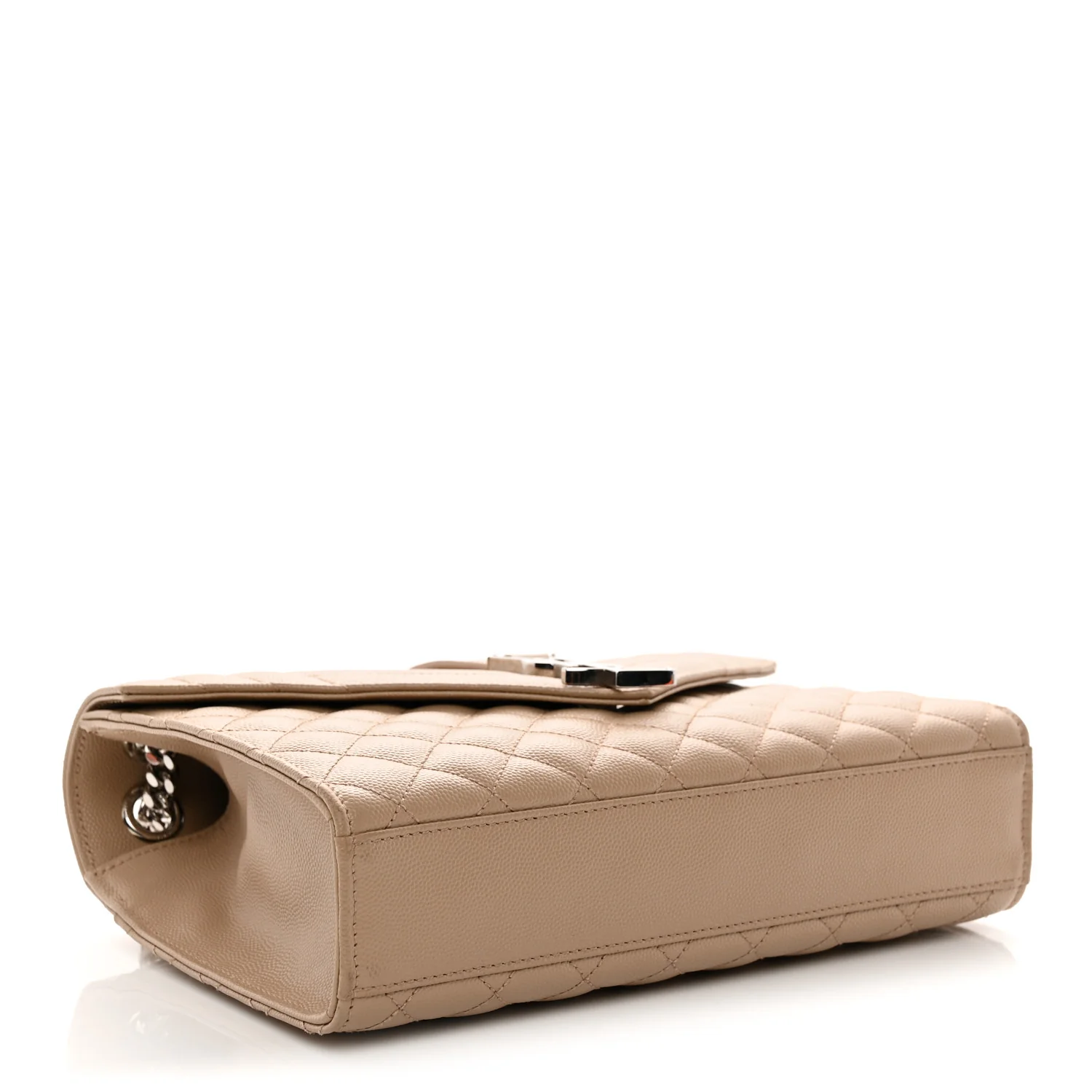 Grain De Poudre Textured Mixed Matelasse Medium Triquilt Monogram Satchel Dark Beige - Top Club
