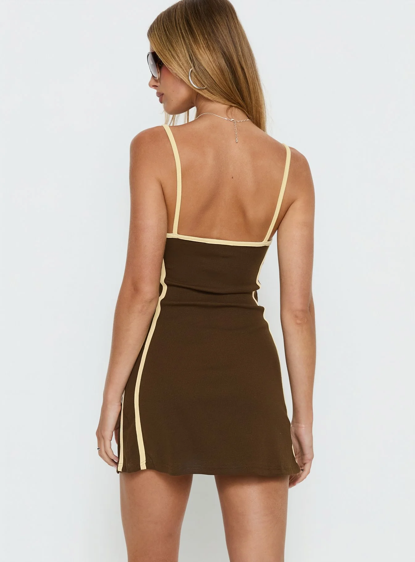 Baseline Scoop Mini Dress Brown / Yellow