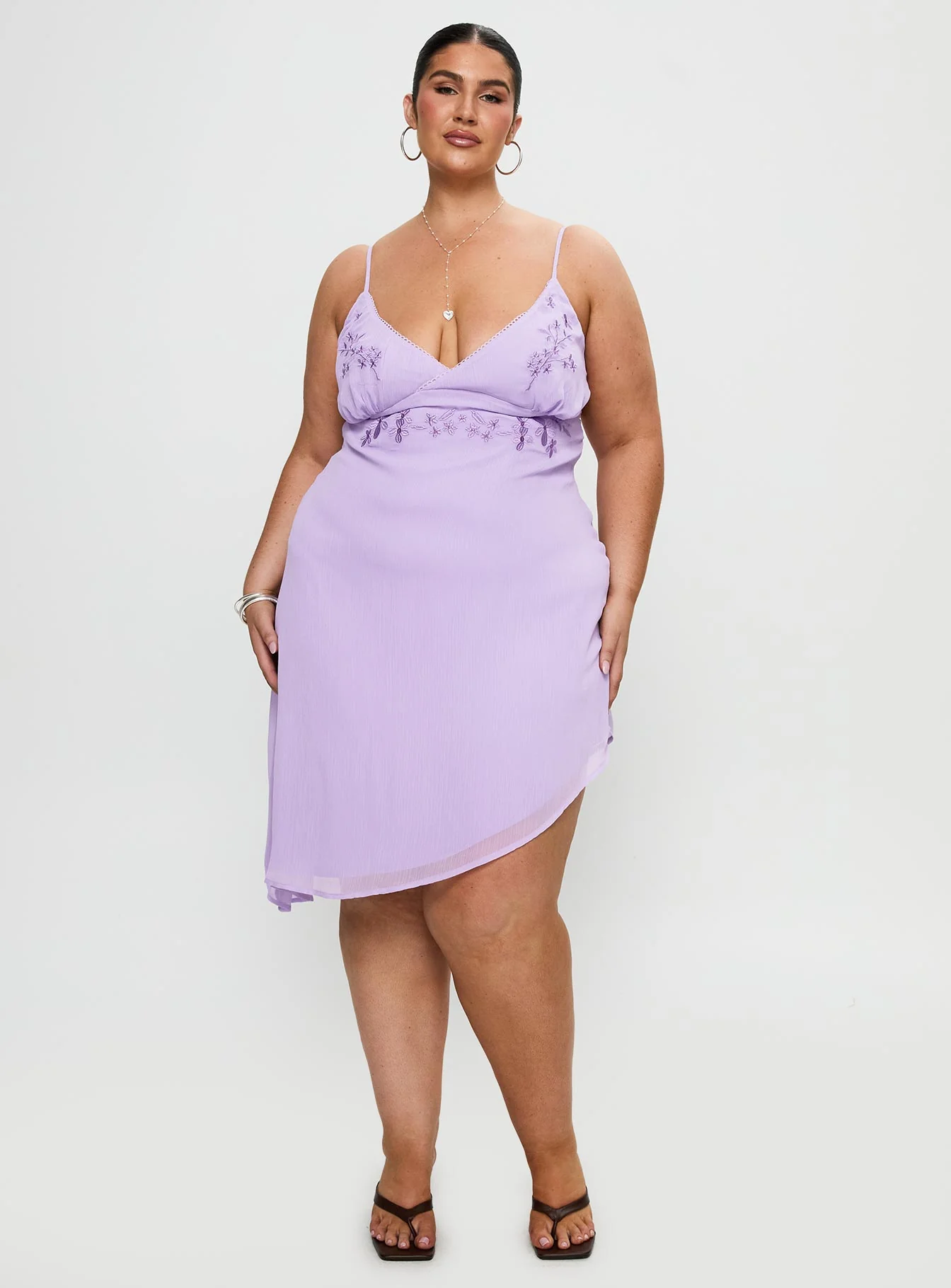 Secret Gardens Asymmetrical Midi Dress Purple Curve